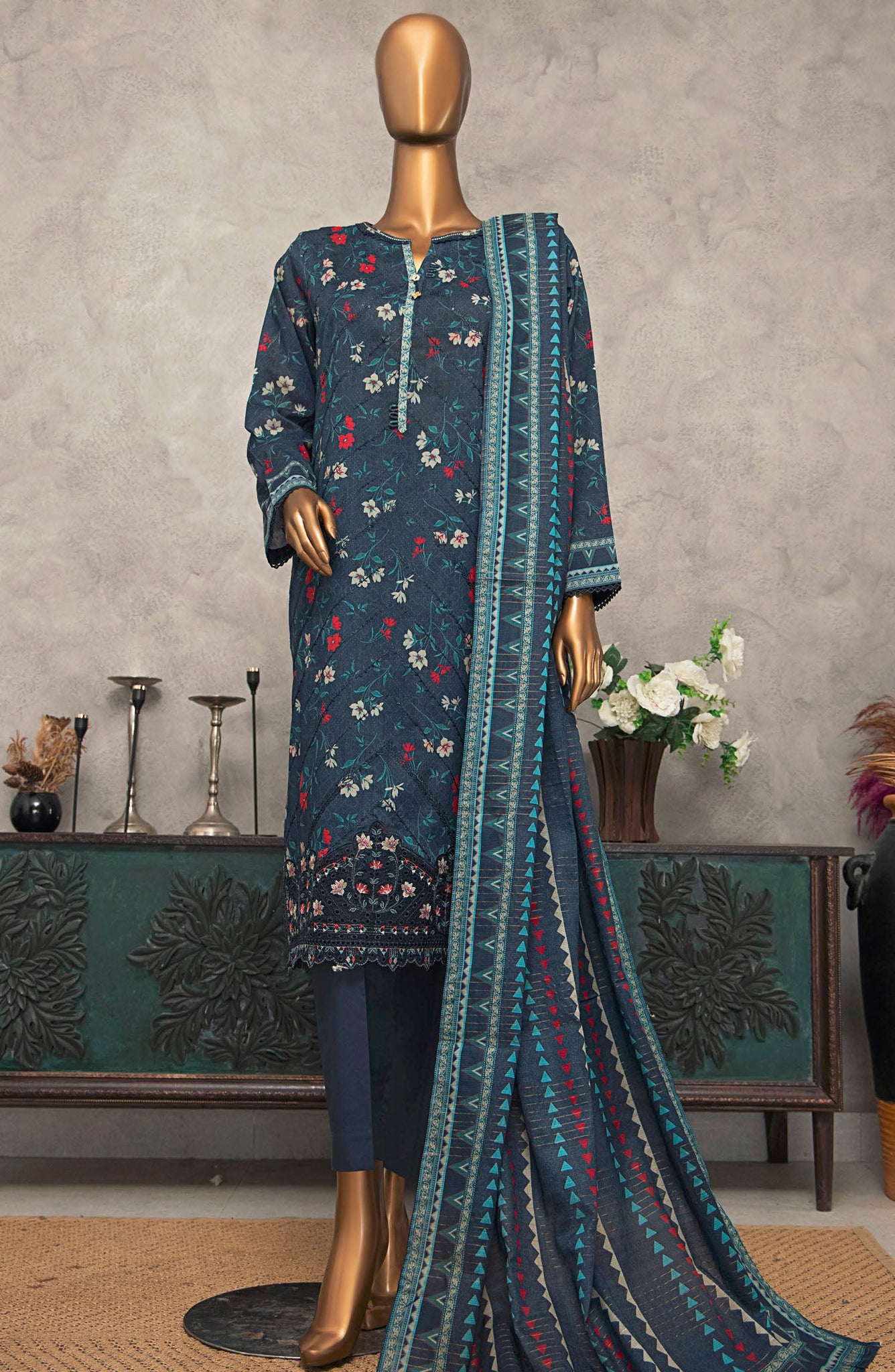 HZ Textile UNSTITCH Meenakari Embroidered Collection 2025 D-10