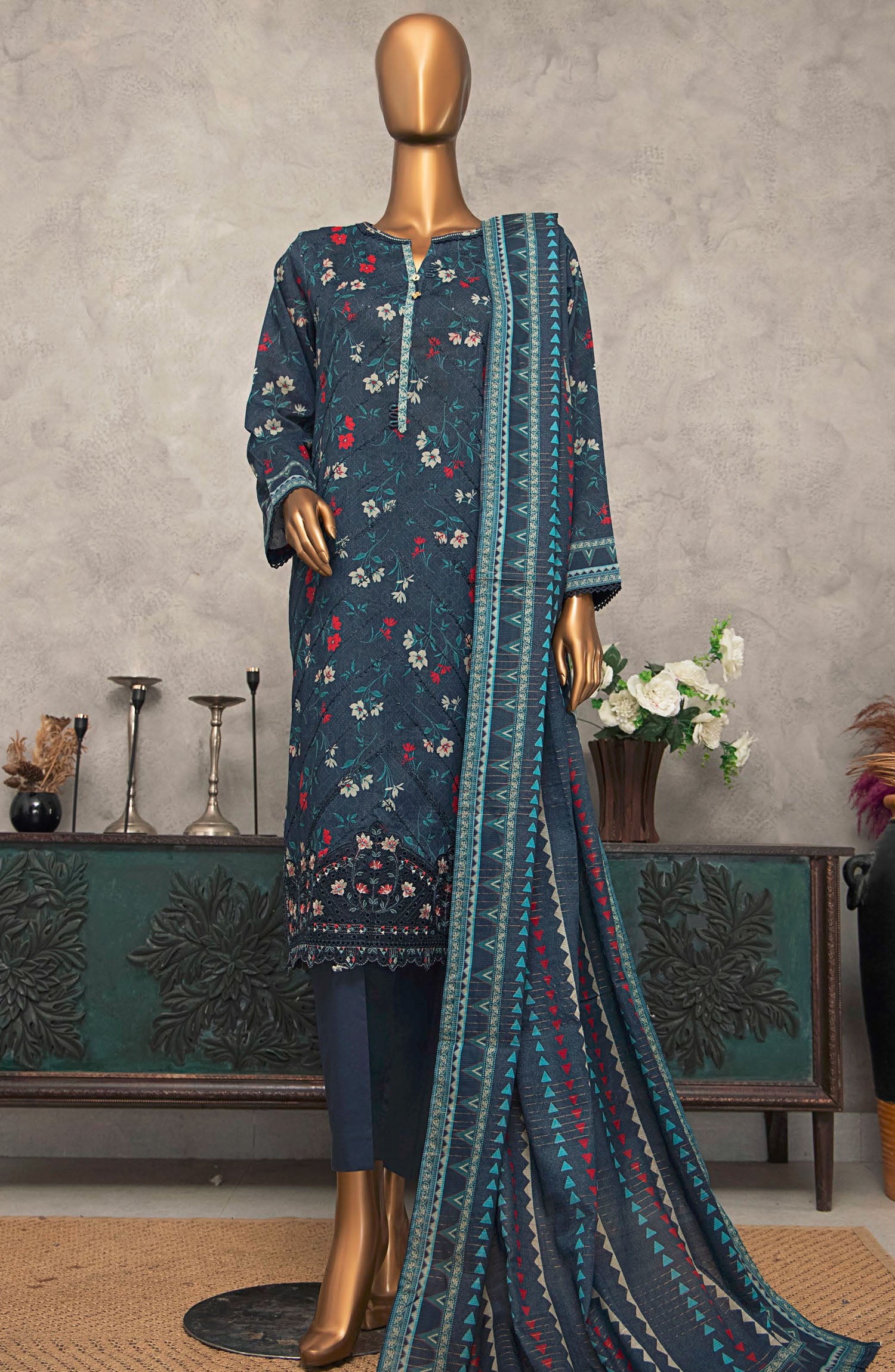 HZ Textile UNSTITCH Meenakari Embroidered Collection 2025 D-10