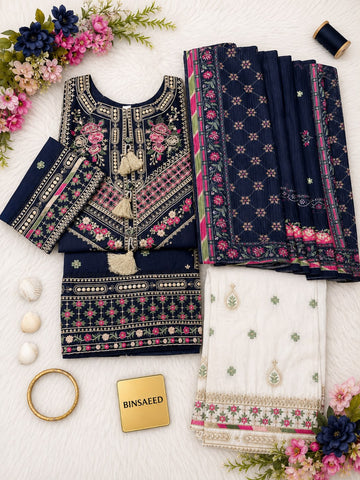 Bin Saeed Luxury Lawn Embroidery Stitced Collection 2026 D-9