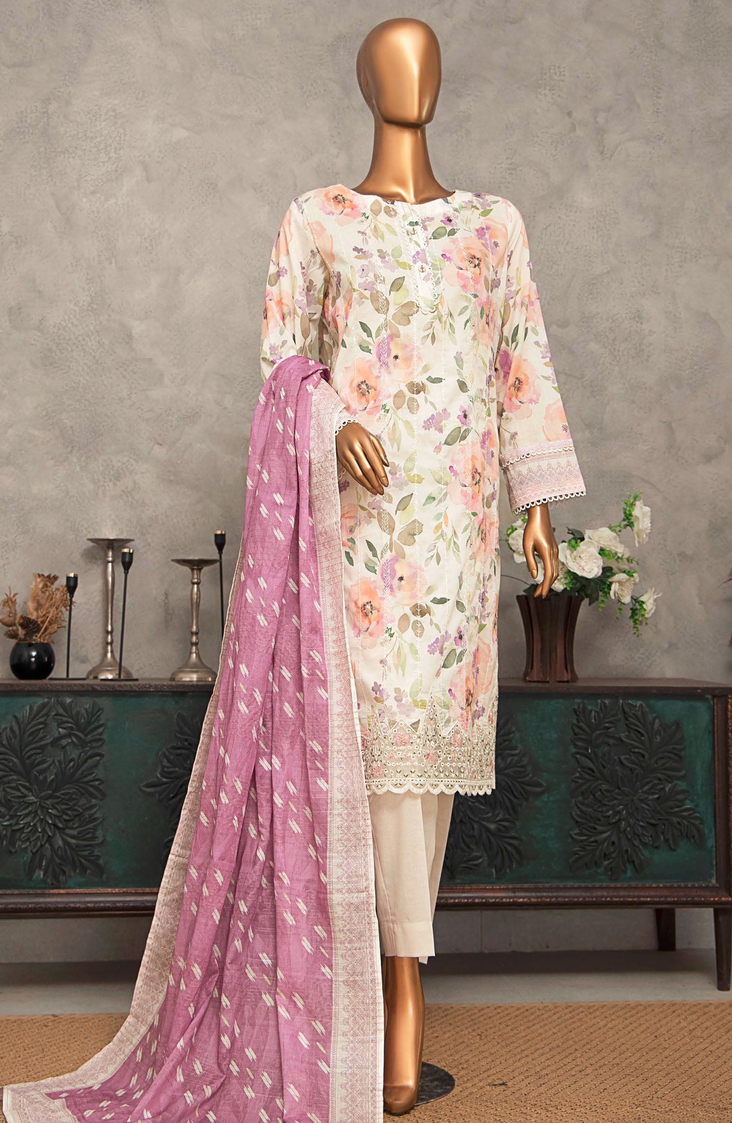 HZ Textile UNSTITCH Meenakari Embroidered Collection 2025 D-09