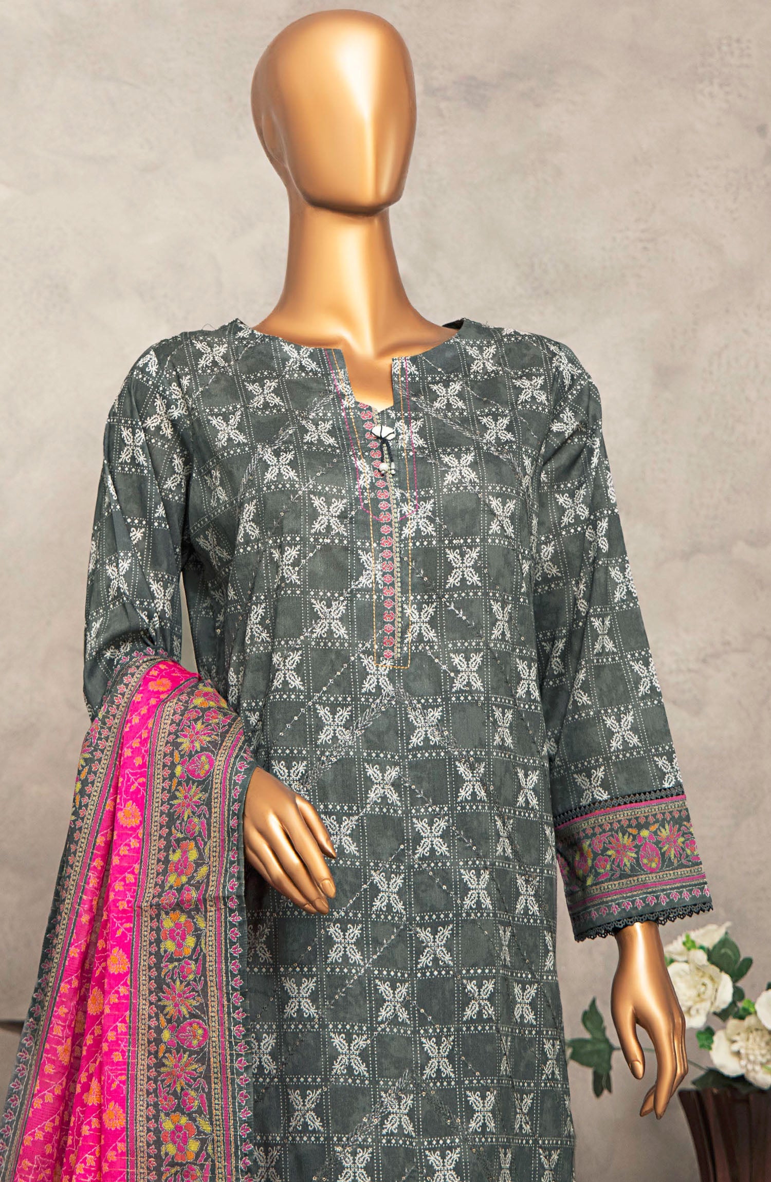 HZ Textile UNSTITCH Meenakari Embroidered Collection 2025 D-06