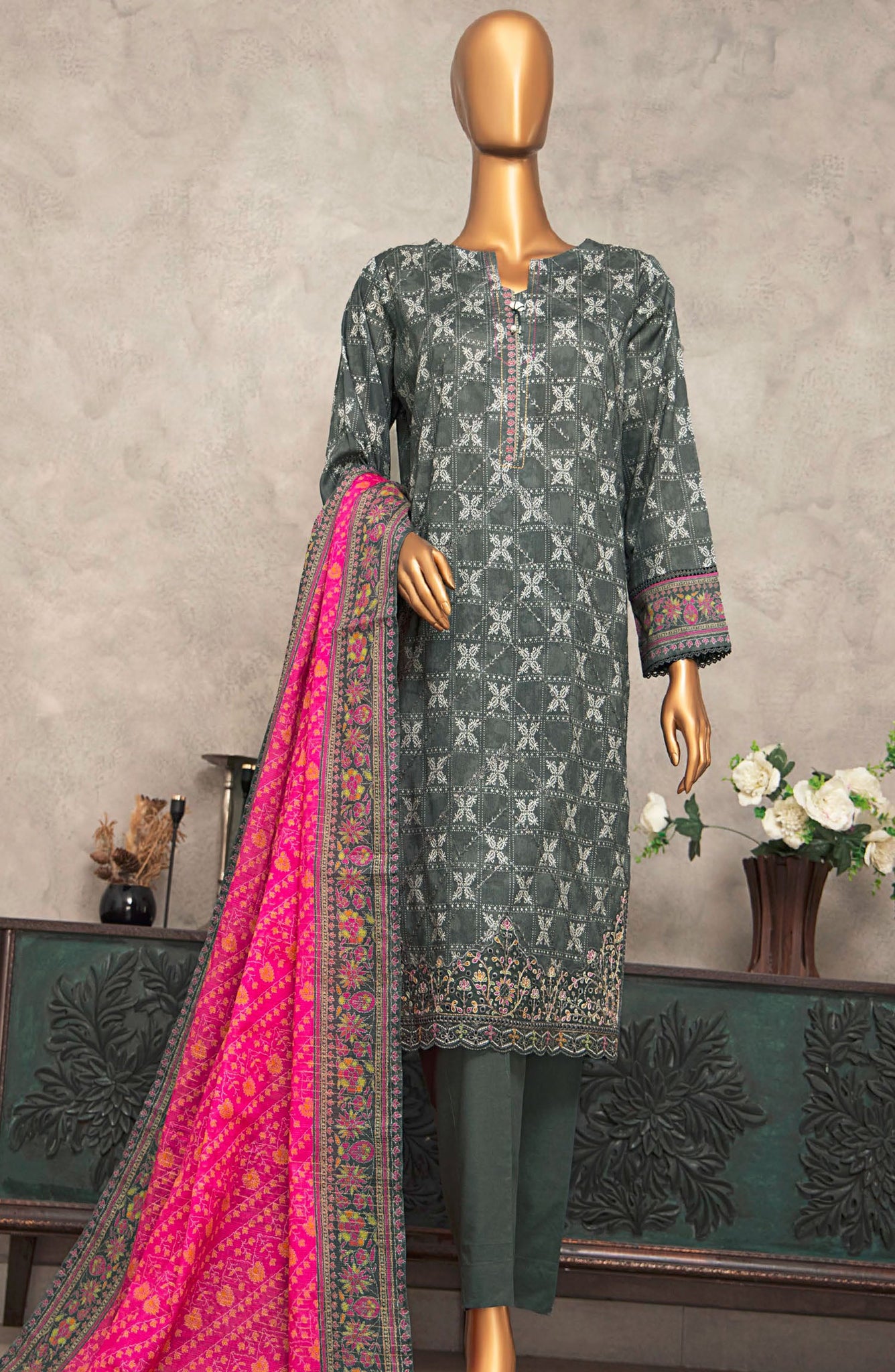 HZ Textile UNSTITCH Meenakari Embroidered Collection 2025 D-06