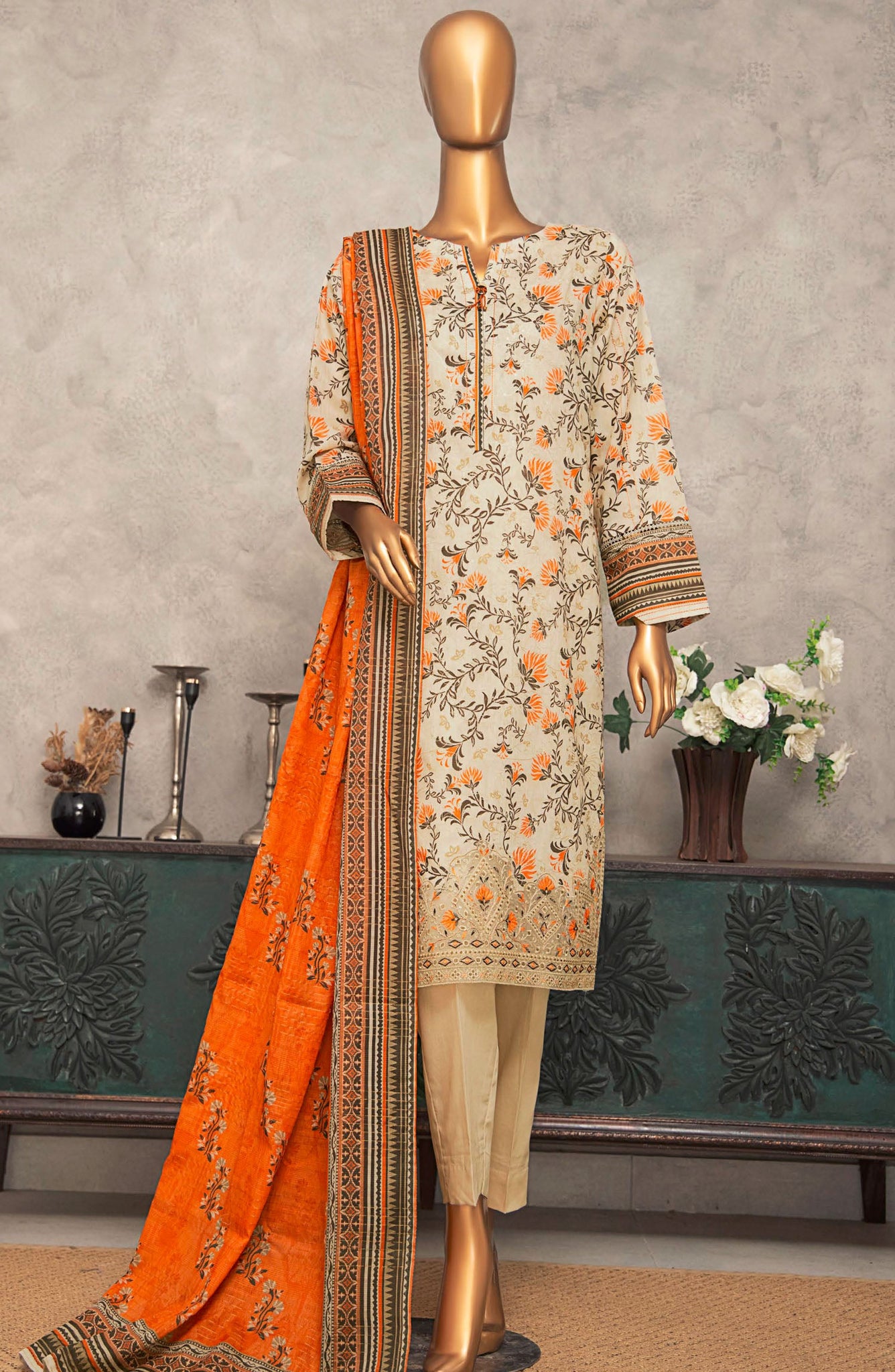 HZ Textile UNSTITCH Meenakari Embroidered Collection 2025 D-05