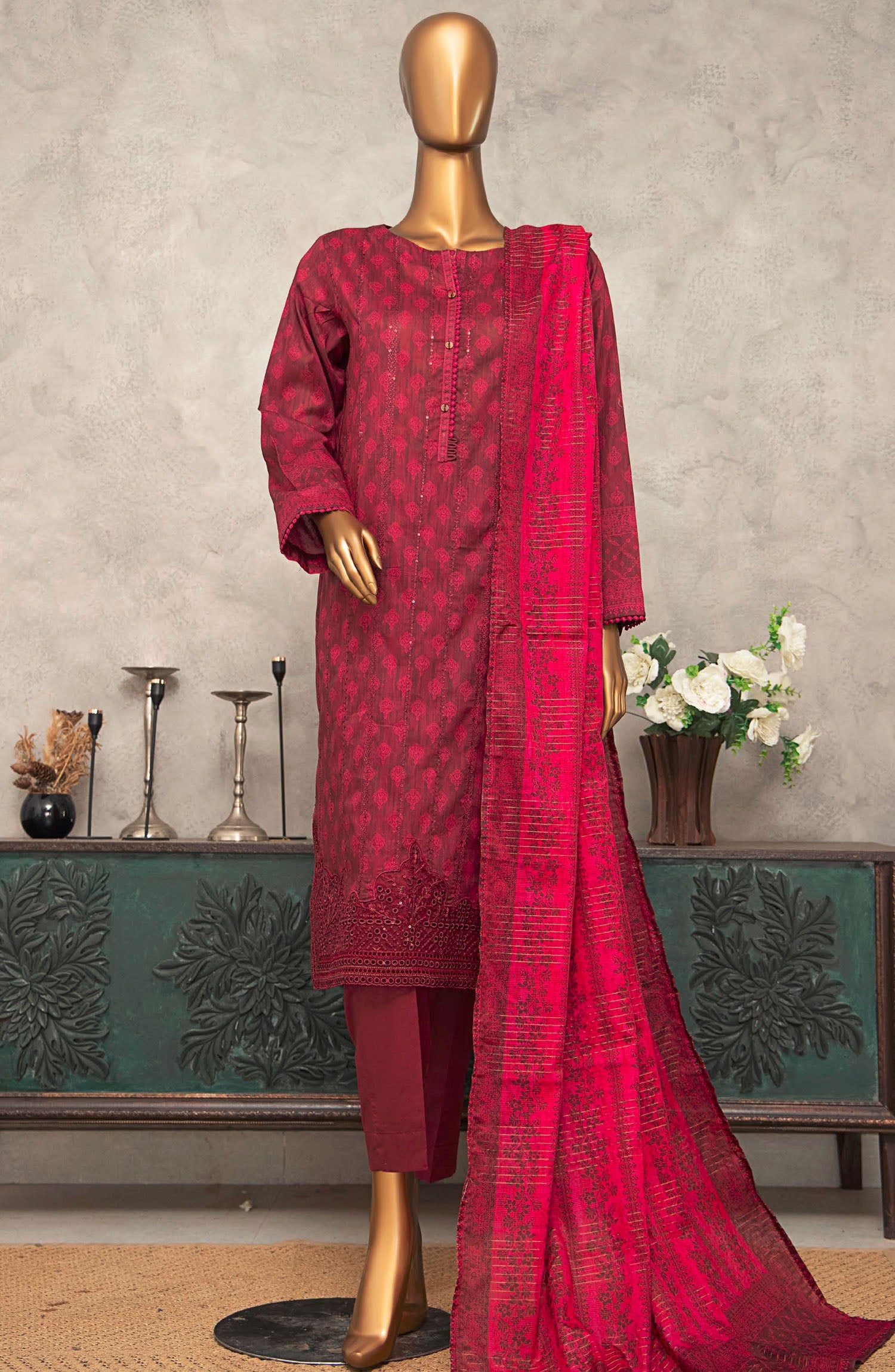 HZ Textile UNSTITCH Meenakari Embroidered Collection 2025 D-04