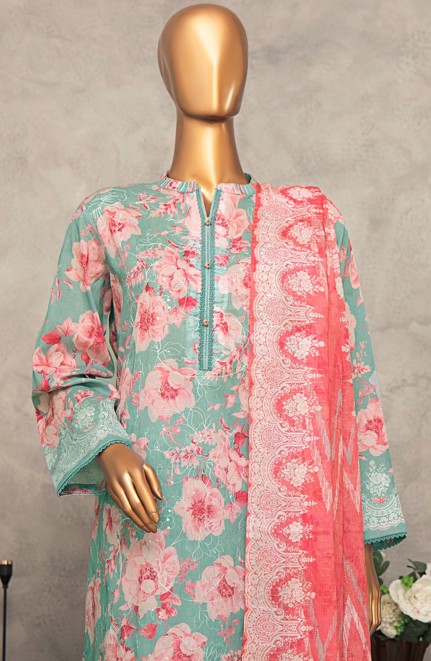 HZ Textile UNSTITCH Meenakari Embroidered Collection 2025 D-01