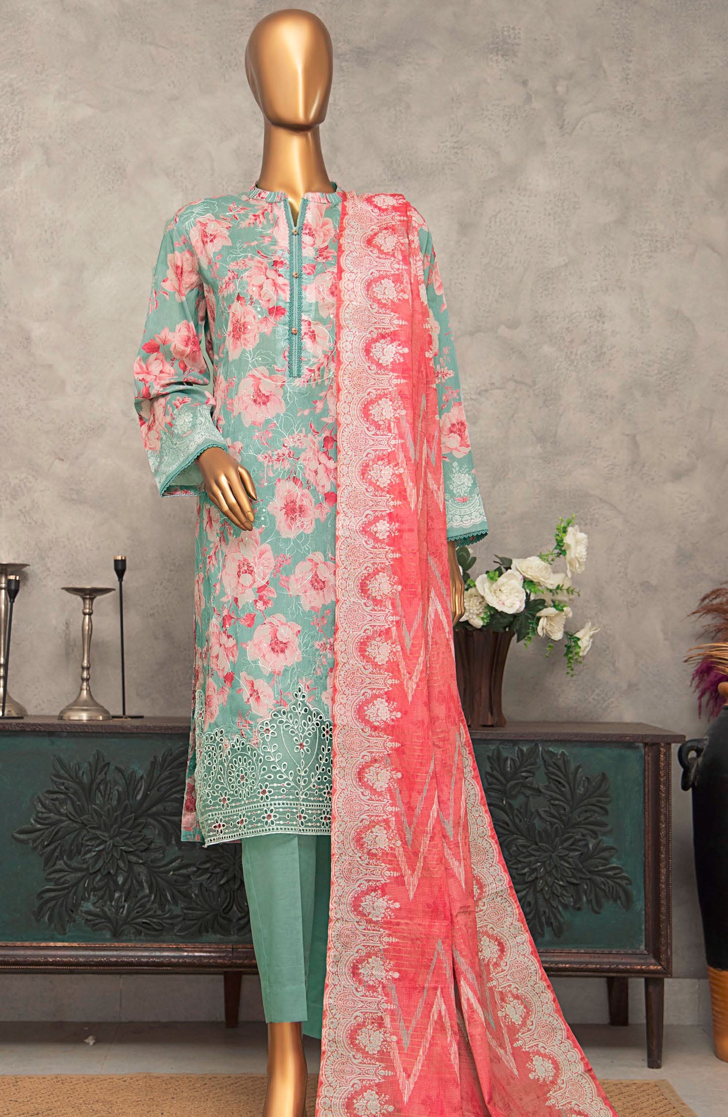 HZ Textile UNSTITCH Meenakari Embroidered Collection 2025 D-01