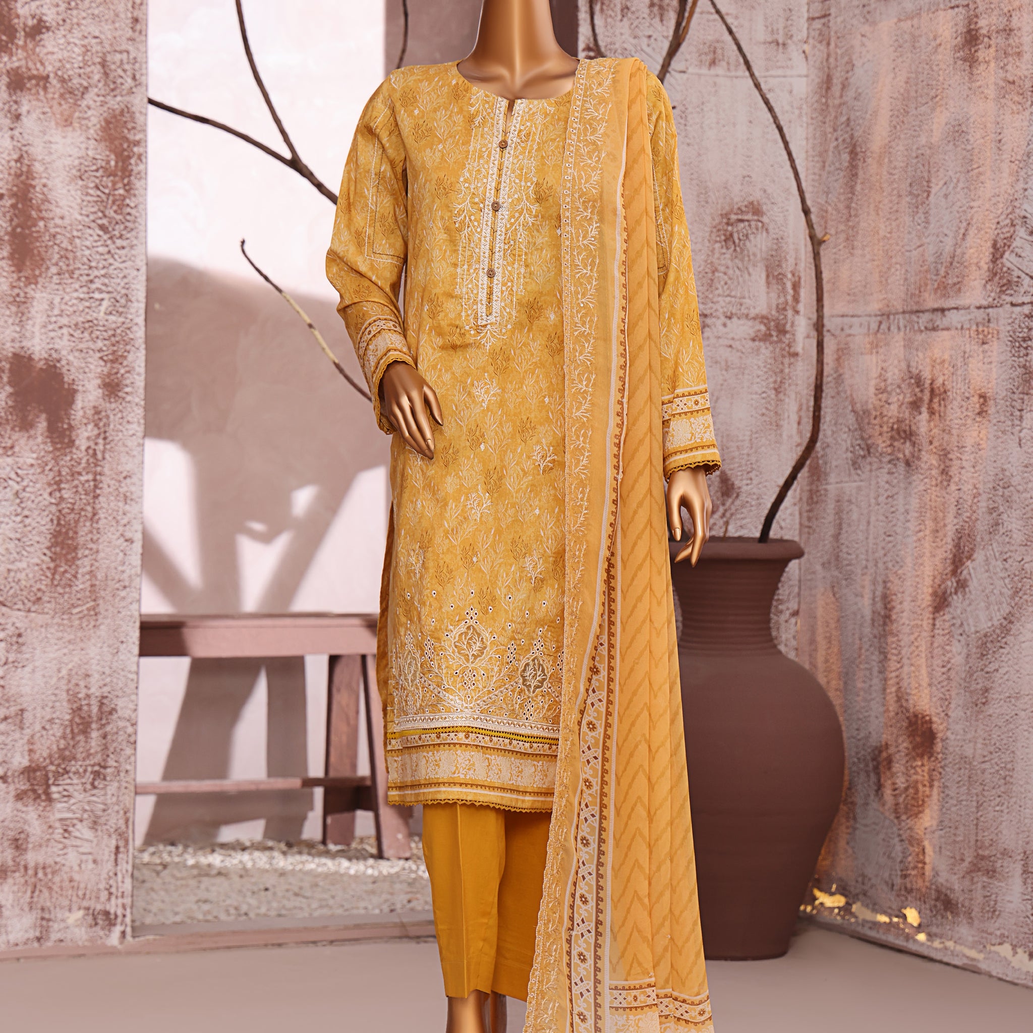 HZ Textile UNSTITCH Premium Embroidered Collection 2025 D-03