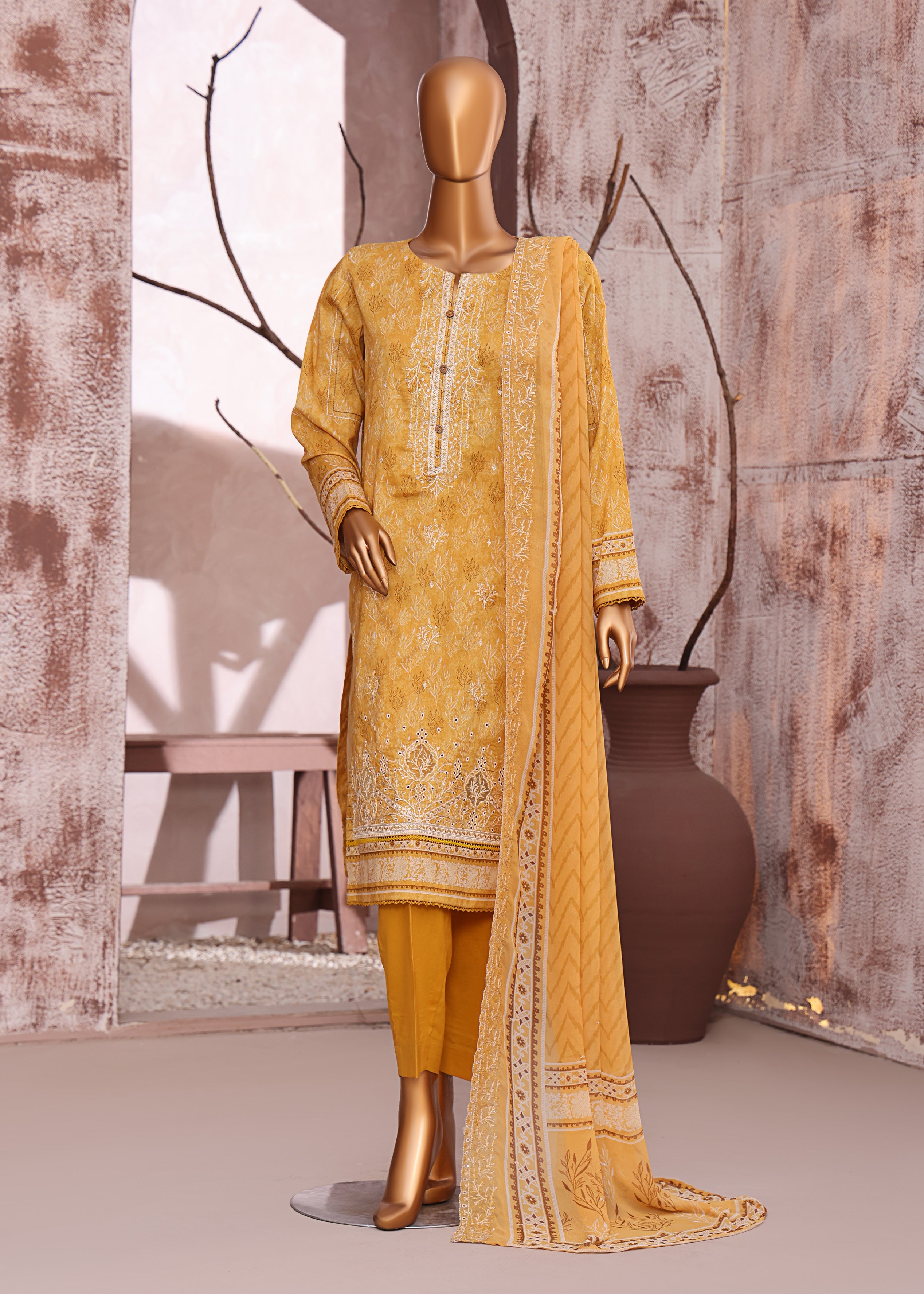 HZ Textile UNSTITCH Premium Embroidered Collection 2025 D-03