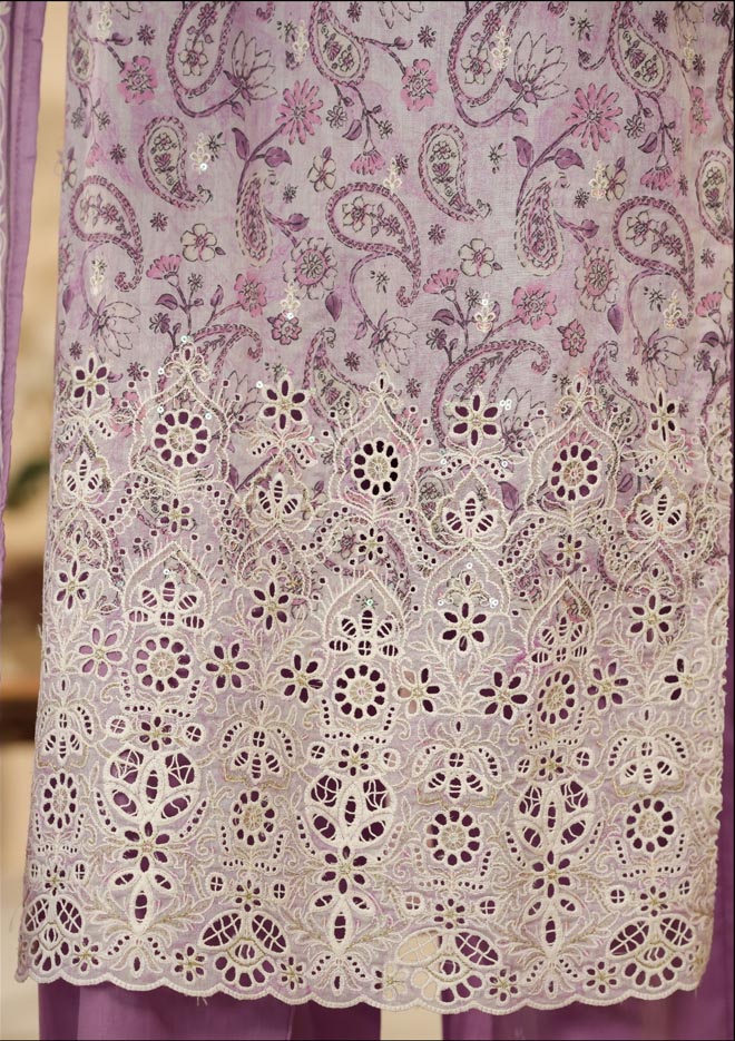 HZ Textile Ready to Wear PRINTKARI CAMBRIC Chikankari 3PC Collection 2025 D-04