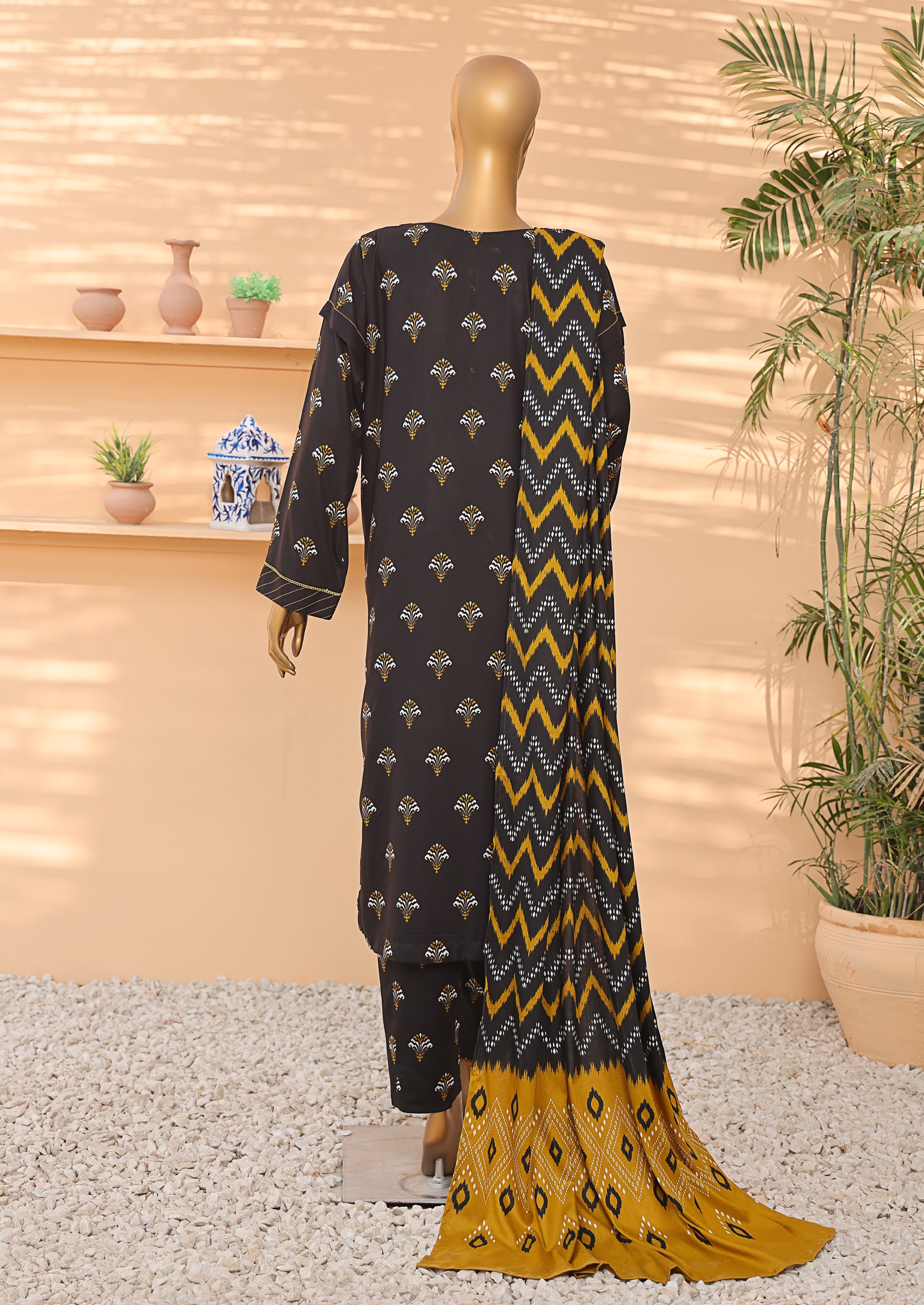 HZ Textile Unstitched Full Suit Linen Wintry Vol-4 Collection 25 D-01.