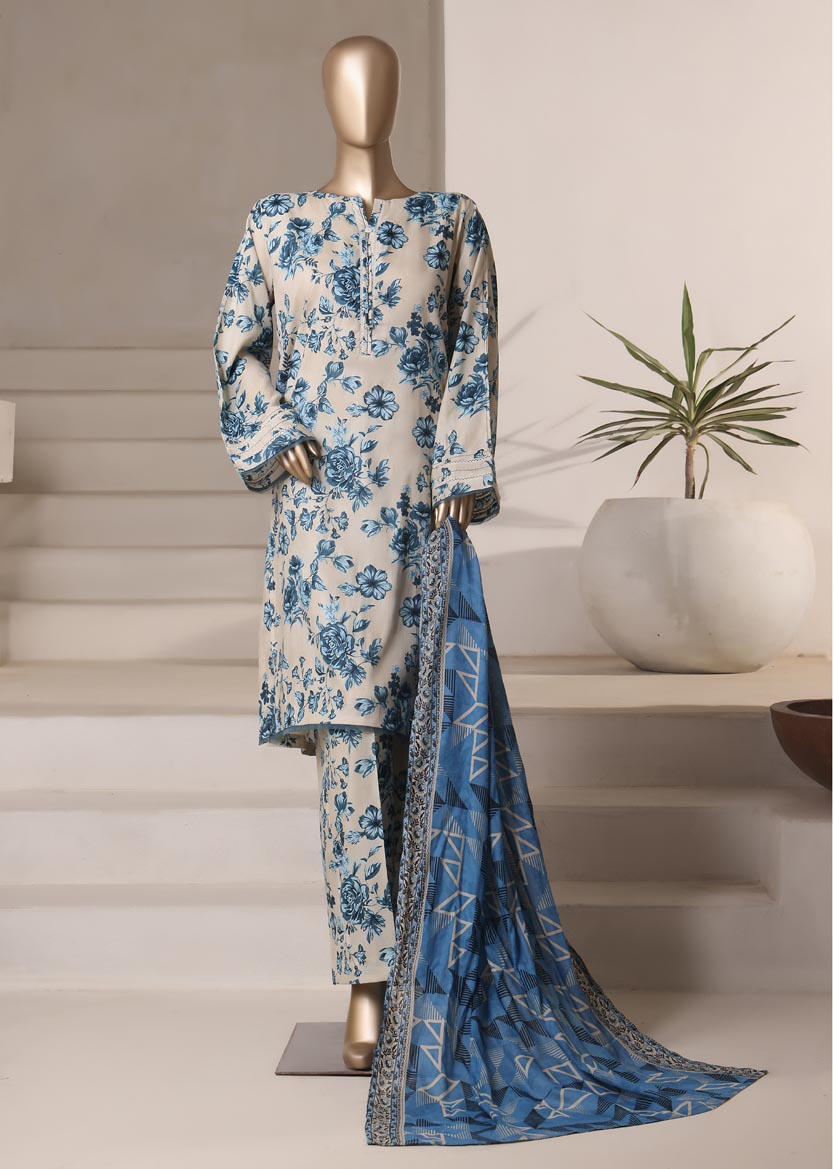 HZ Textile Ready to Wear Rozaana Cambric Printed 3PC Collection 2025 D-04