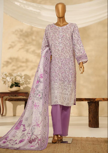 HZ Textile Ready to Wear PRINTKARI CAMBRIC Chikankari 3PC Collection 2025 D-04
