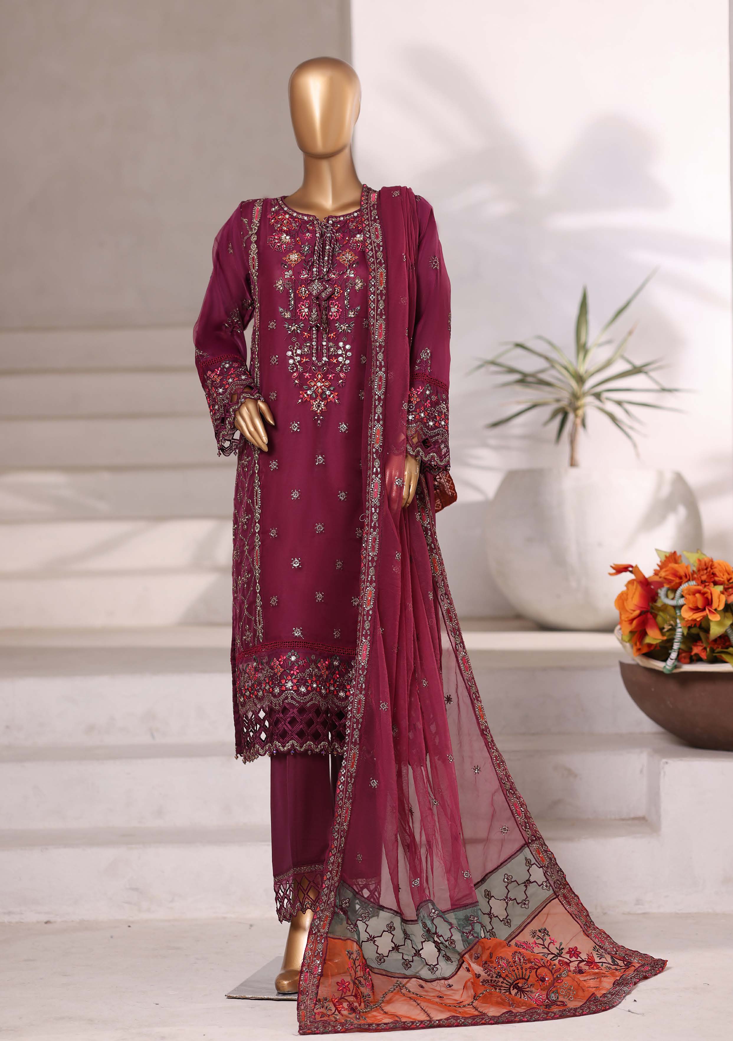 SADABAHAR LUXURY FORMAZ FESTIVE MAHPARA VOL-18 ORGANZA "EMBROIDERED 3 PIECE STITCHED COLLECTION 2025 D-03