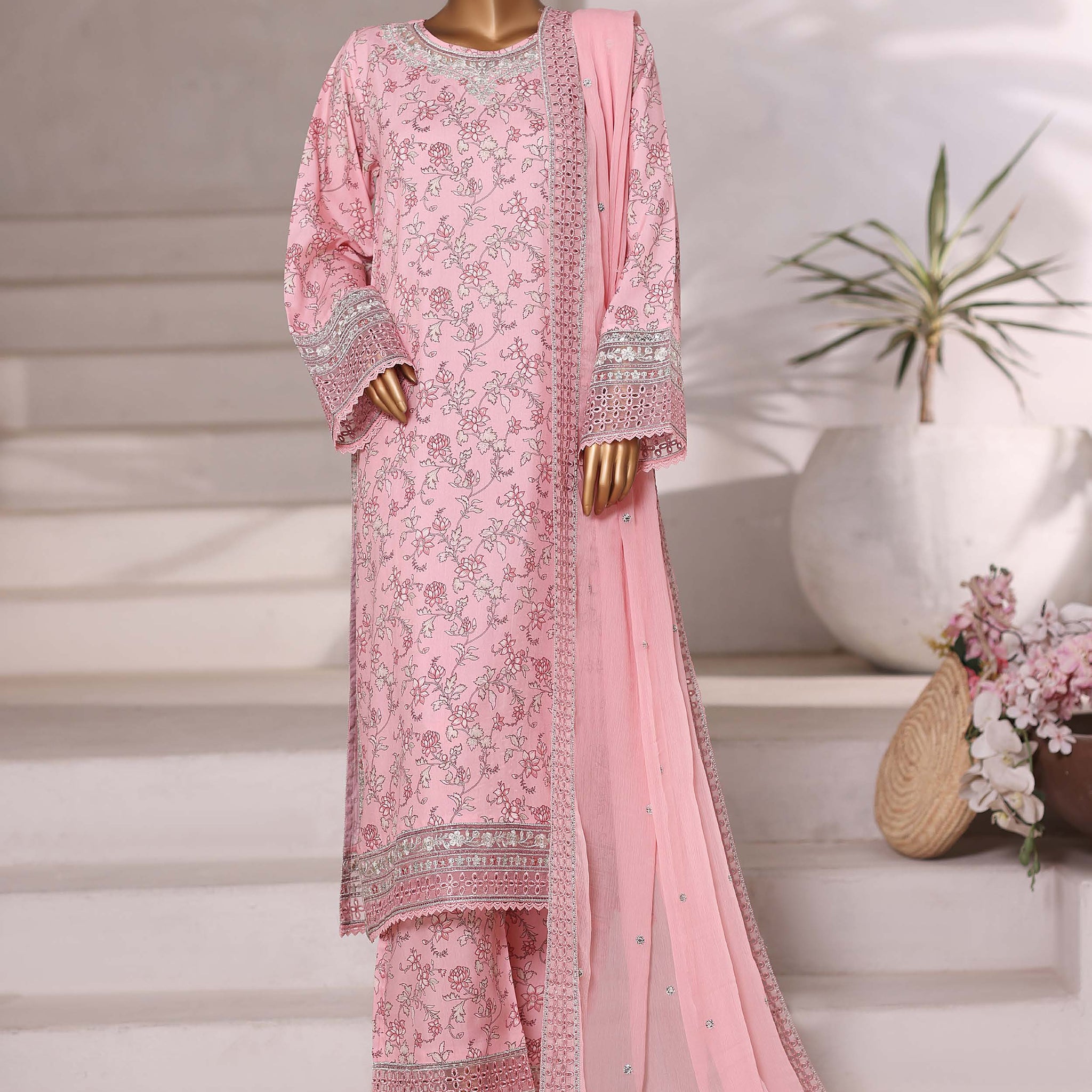 Sadabahar Luxury Viscose With Chiffon Embroidered Dupatta 3pcs Stitched Collection 2025 0-03