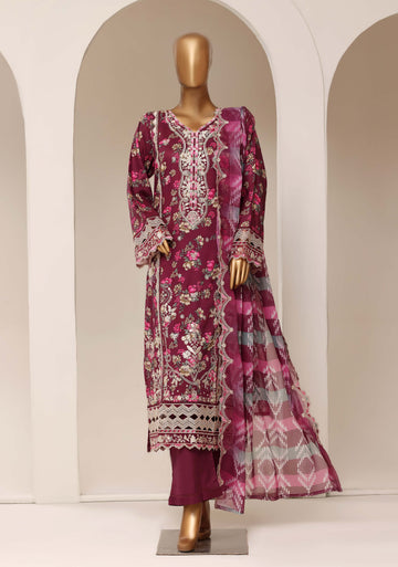 Sadabahar Luxury Lawn Festive Signature Heavy Embroidered With Digital Chiffon Embroidered Dupatta 3 Piece stitched Ready To Wear Collection 2026 D-03