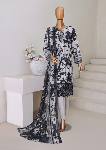 HZ Textile UNSTITCH Khadder Embroidered Chikankari With Embroidered Khadder Dupatta 3Piece Unstitched Collection _2025 D-03