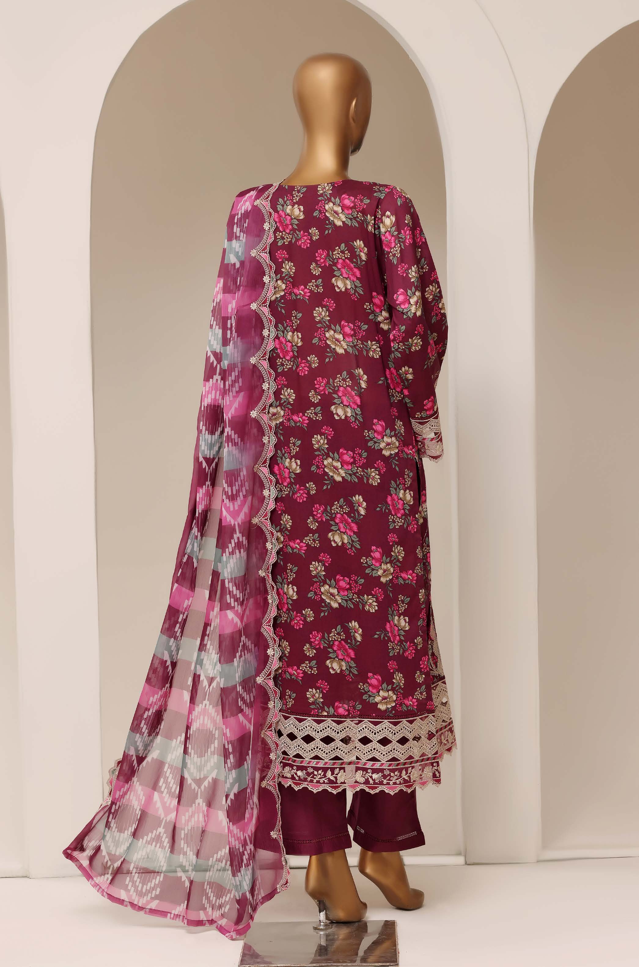 Sadabahar Luxury Lawn Festive Signature Heavy Embroidered With Digital Chiffon Embroidered Dupatta 3 Piece stitched Ready To Wear Collection 2026 D-03