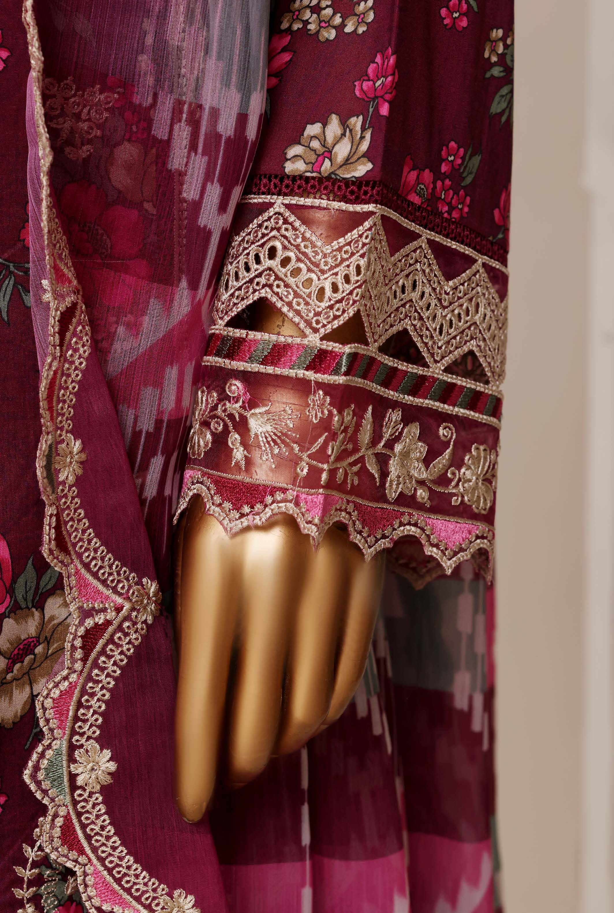 Sadabahar Luxury Lawn Festive Signature Heavy Embroidered With Digital Chiffon Embroidered Dupatta 3 Piece stitched Ready To Wear Collection 2026 D-03