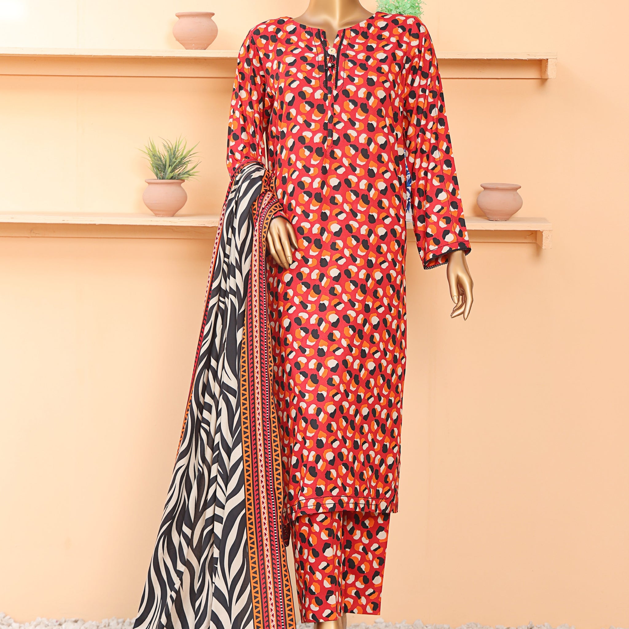 HZ Textile Unstitched Full Suit Linen Wintry Vol-4 Collection 25 D-02