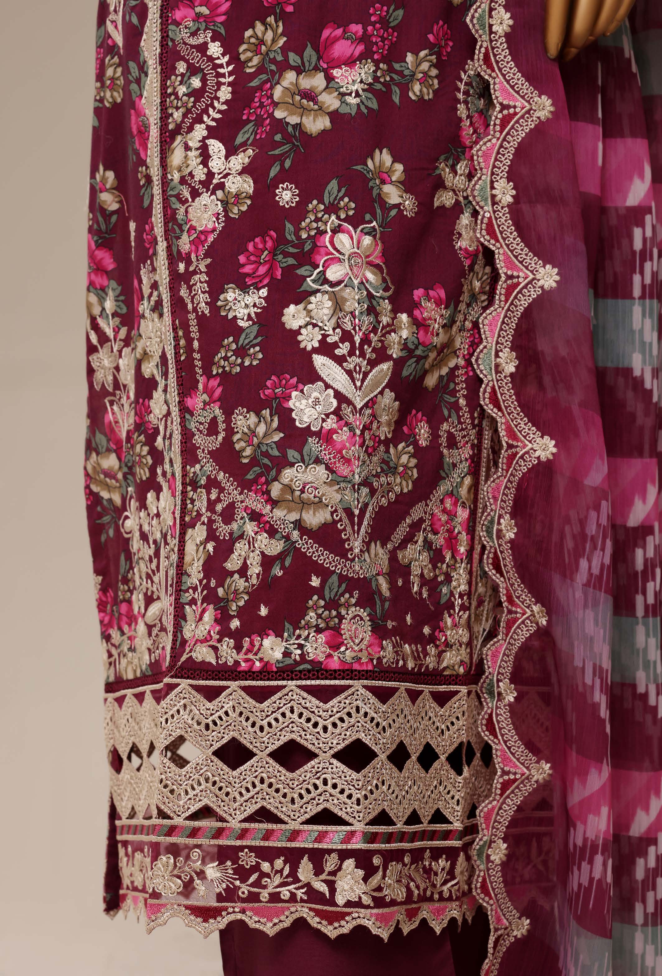 Sadabahar Luxury Lawn Festive Signature Heavy Embroidered With Digital Chiffon Embroidered Dupatta 3 Piece stitched Ready To Wear Collection 2026 D-03