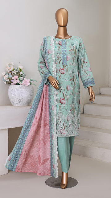 HZ Textile UNSTITCH Khadder Embroidered Chikankari With Émbroidered Khadder Dupatta 3Piece Unstitched Collection _2025 D-04