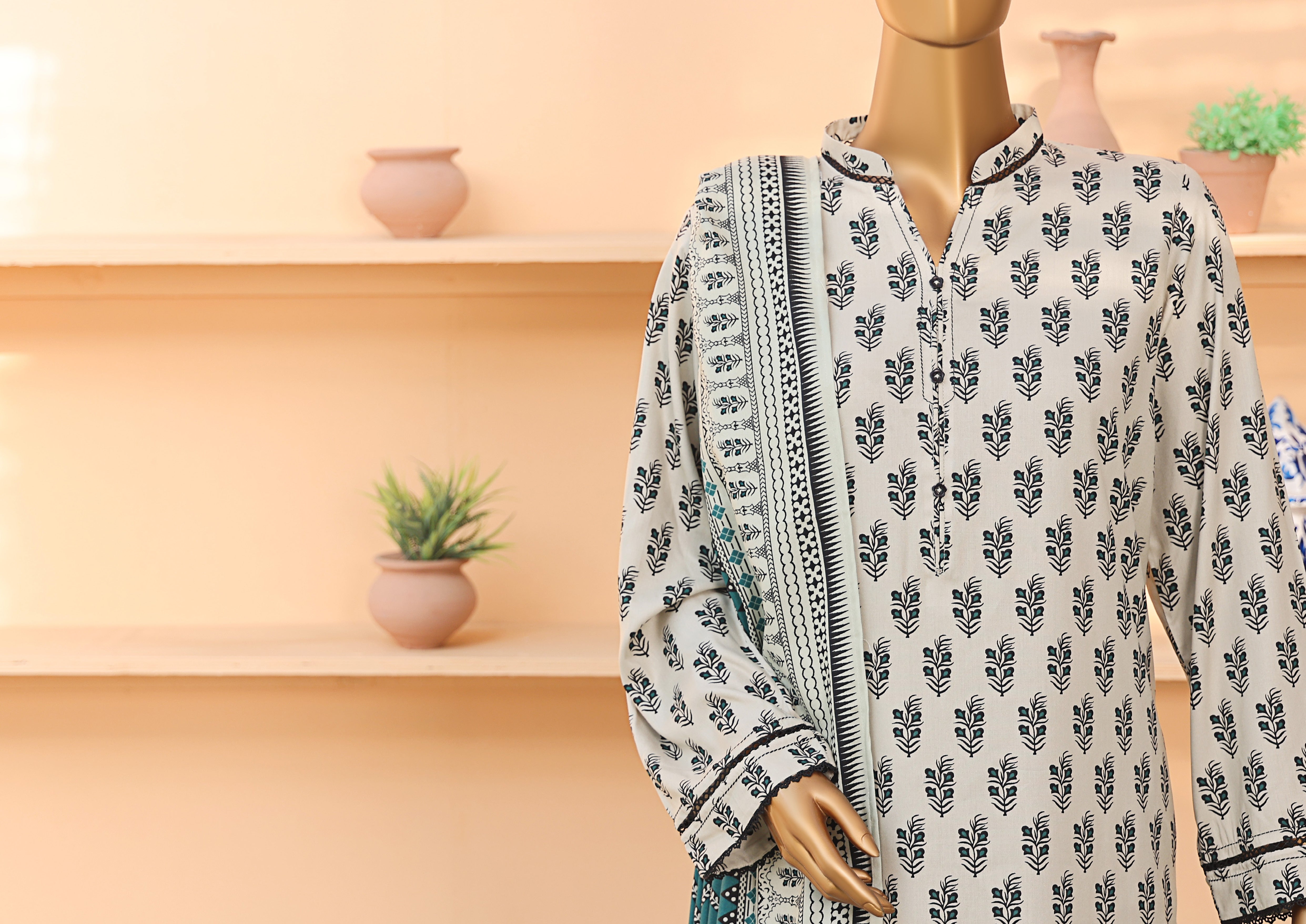 HZ Textile Unstitched Full Suit Linen Wintry Vol-4 Collection 25 D-03
