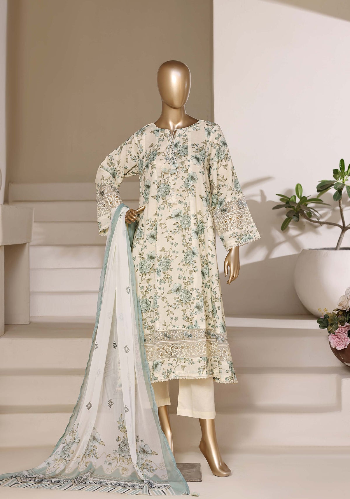 Sadabahar luxury Peplum Embroidery lawn 3piece stitched collection D-01