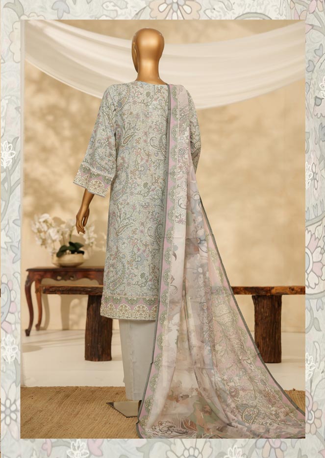 HZ Textile Ready to Wear PRINTKARI CAMBRIC Chikankari 3PC Collection 2025 D-06
