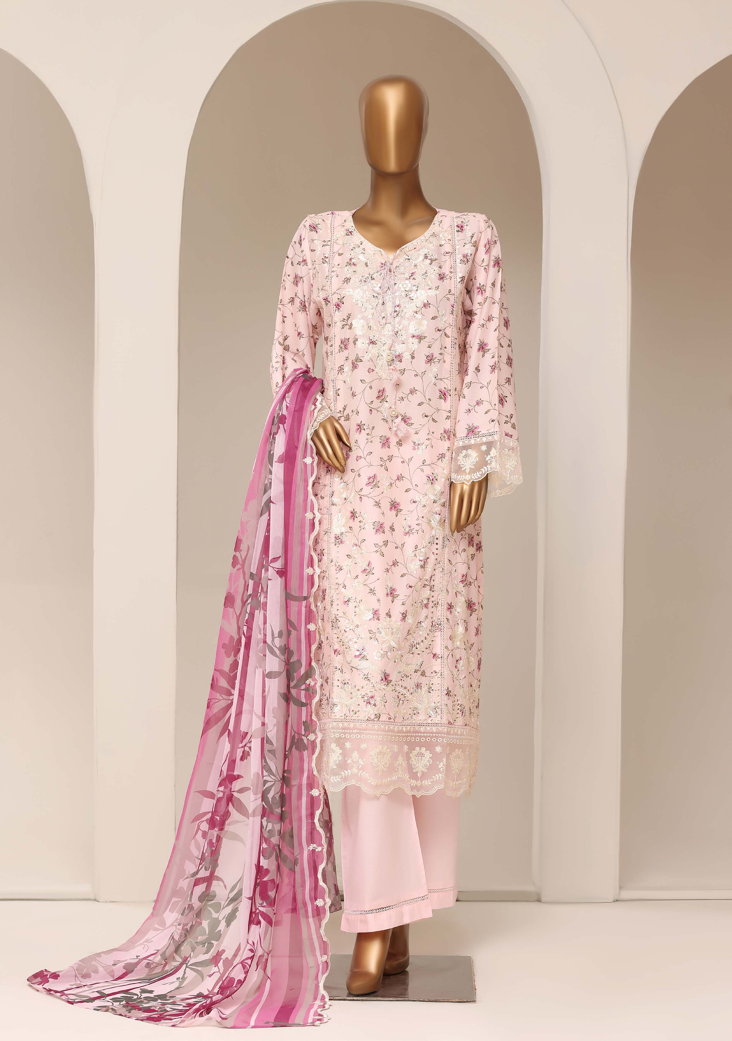 Sadabahar Luxury Lawn Festive Signature Heavy Embroidered With Digital Chiffon Embroidered Dupatta 3 Piece stitched Ready To Wear Collection 2026 D-04