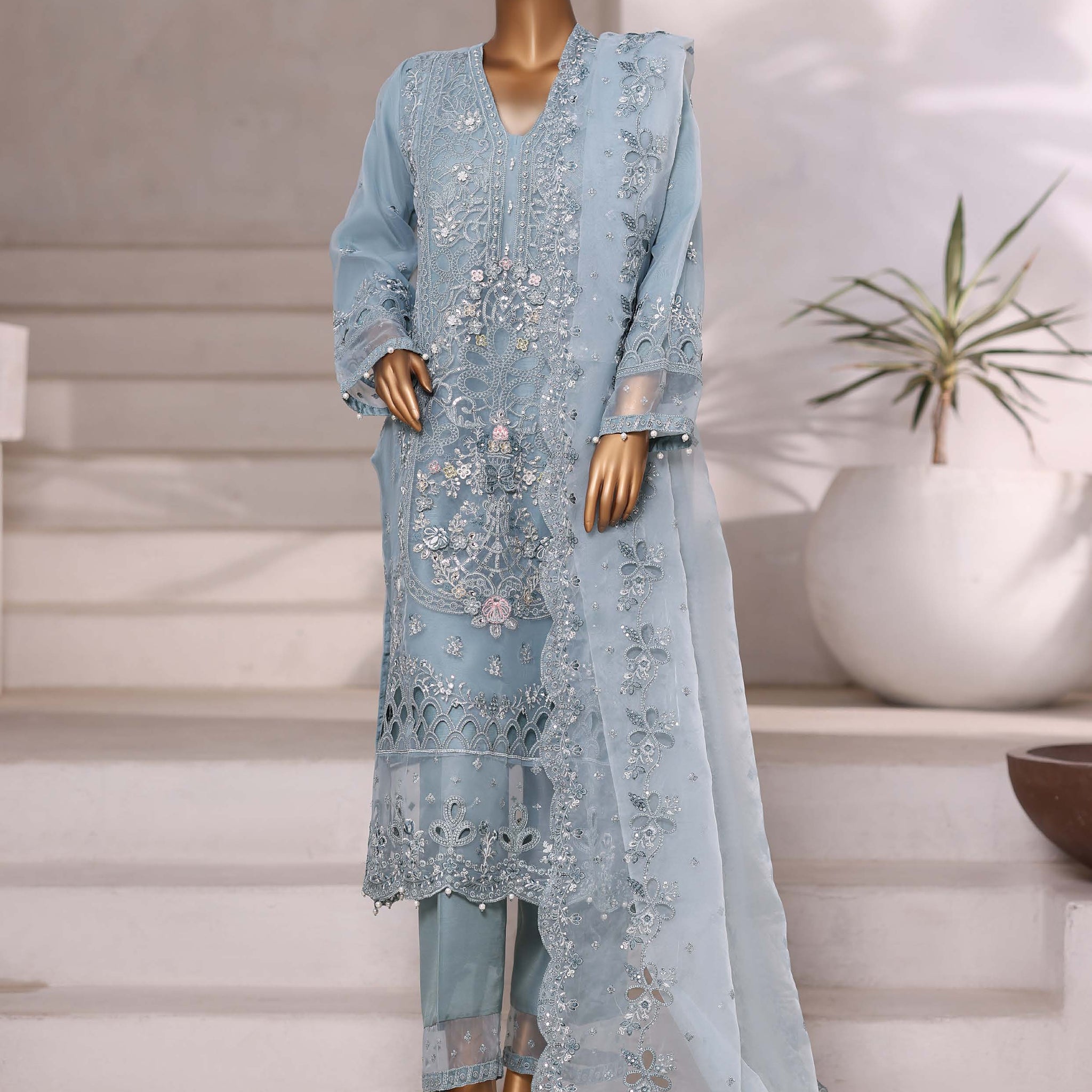 SADABAHAR LUXURY FORMAZ FESTIVE MAHPARA VOL-18 ORGANZA "EMBROIDERED 3 PIECE STITCHED COLLECTION 2025 D-04