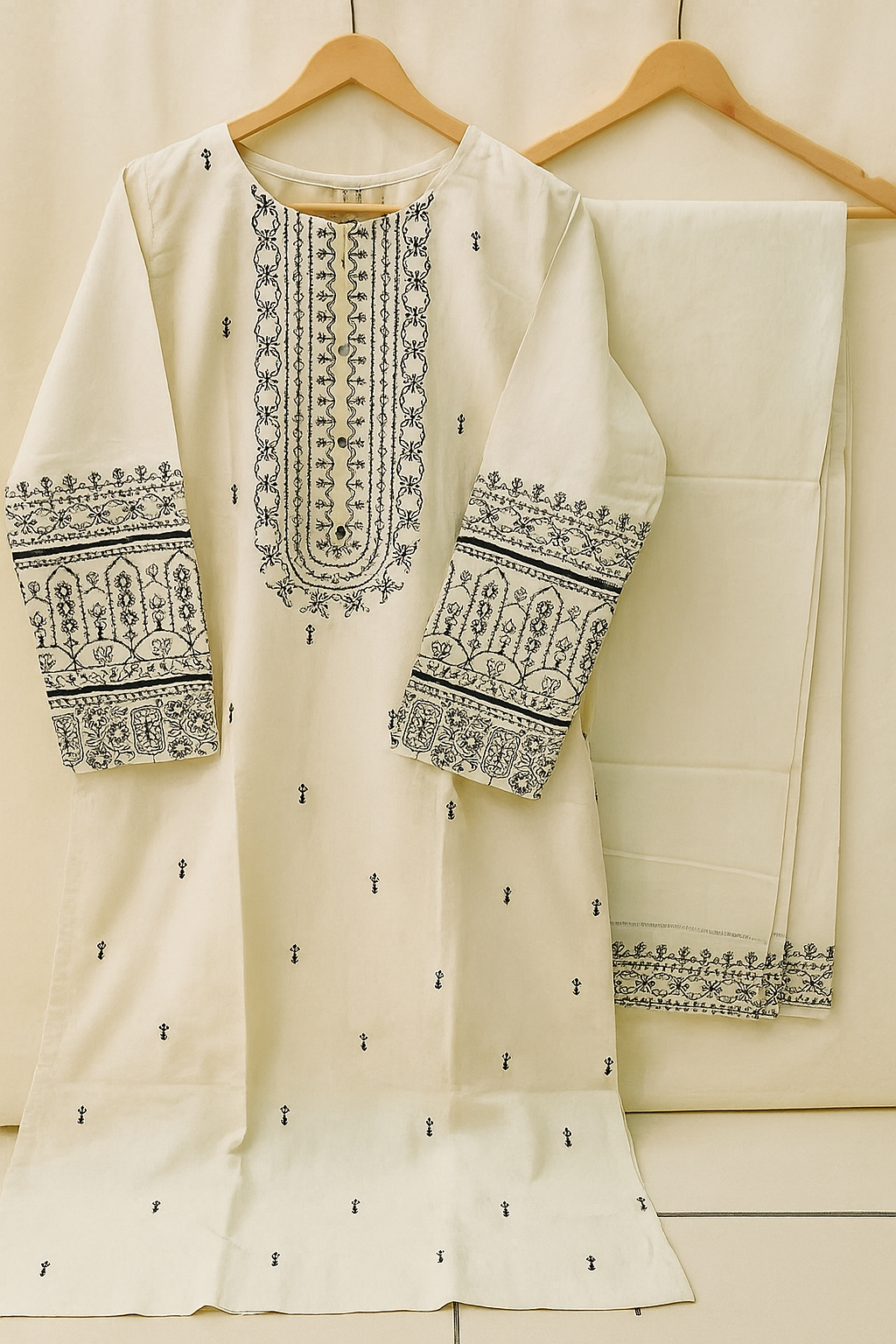 Ayesha Fabrics Present's RTW Daily Drop—Solid Cotton Shirt EMB with Cotton Trouser 2PC Collection 2025 D-06