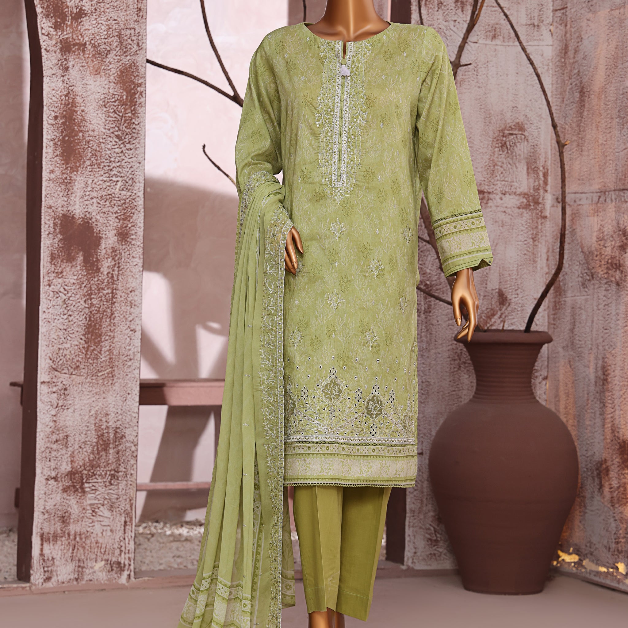 HZ Textile UNSTITCH Premium Embroidered Collection 2025 D-04