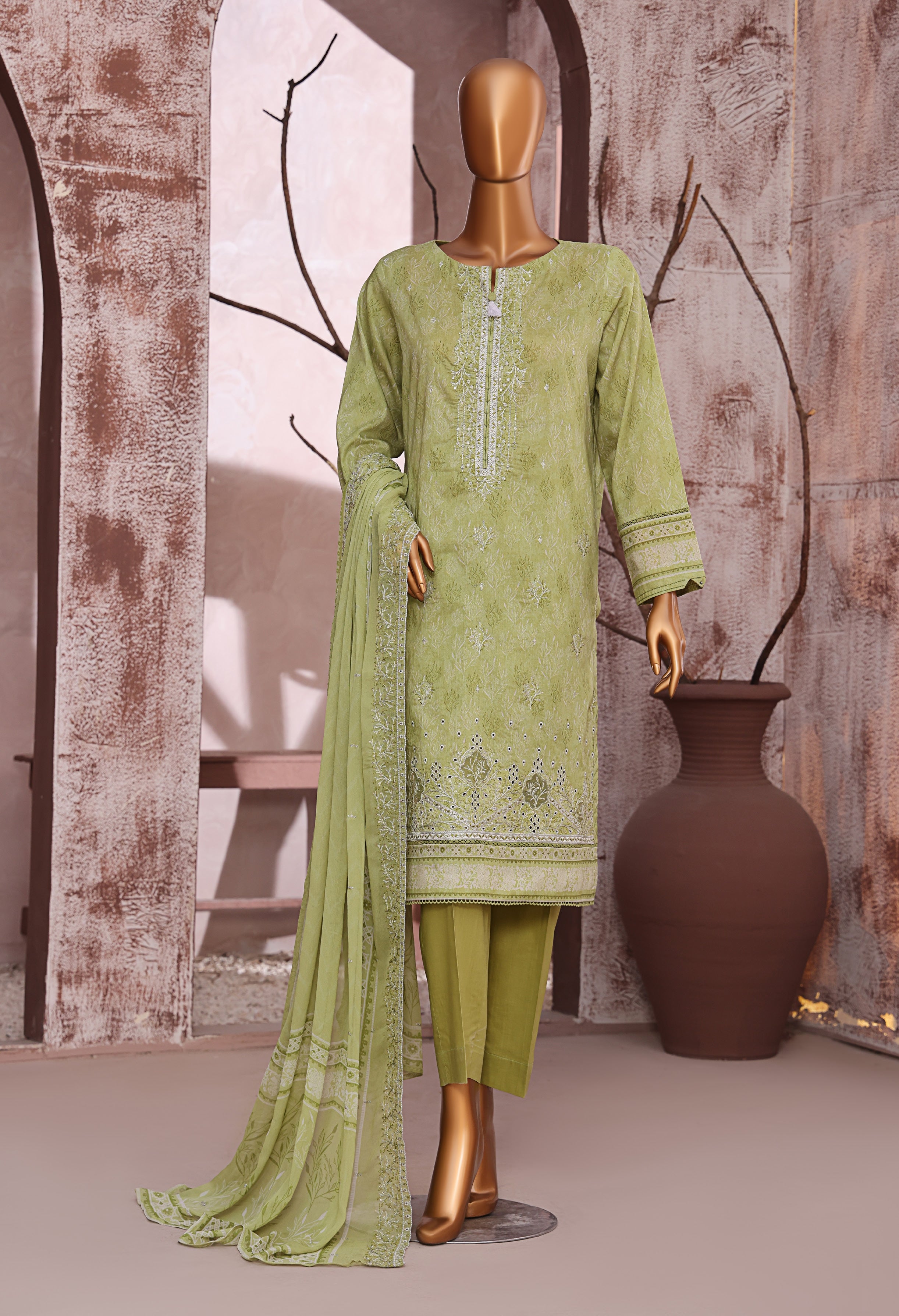 HZ Textile UNSTITCH Premium Embroidered Collection 2025 D-04