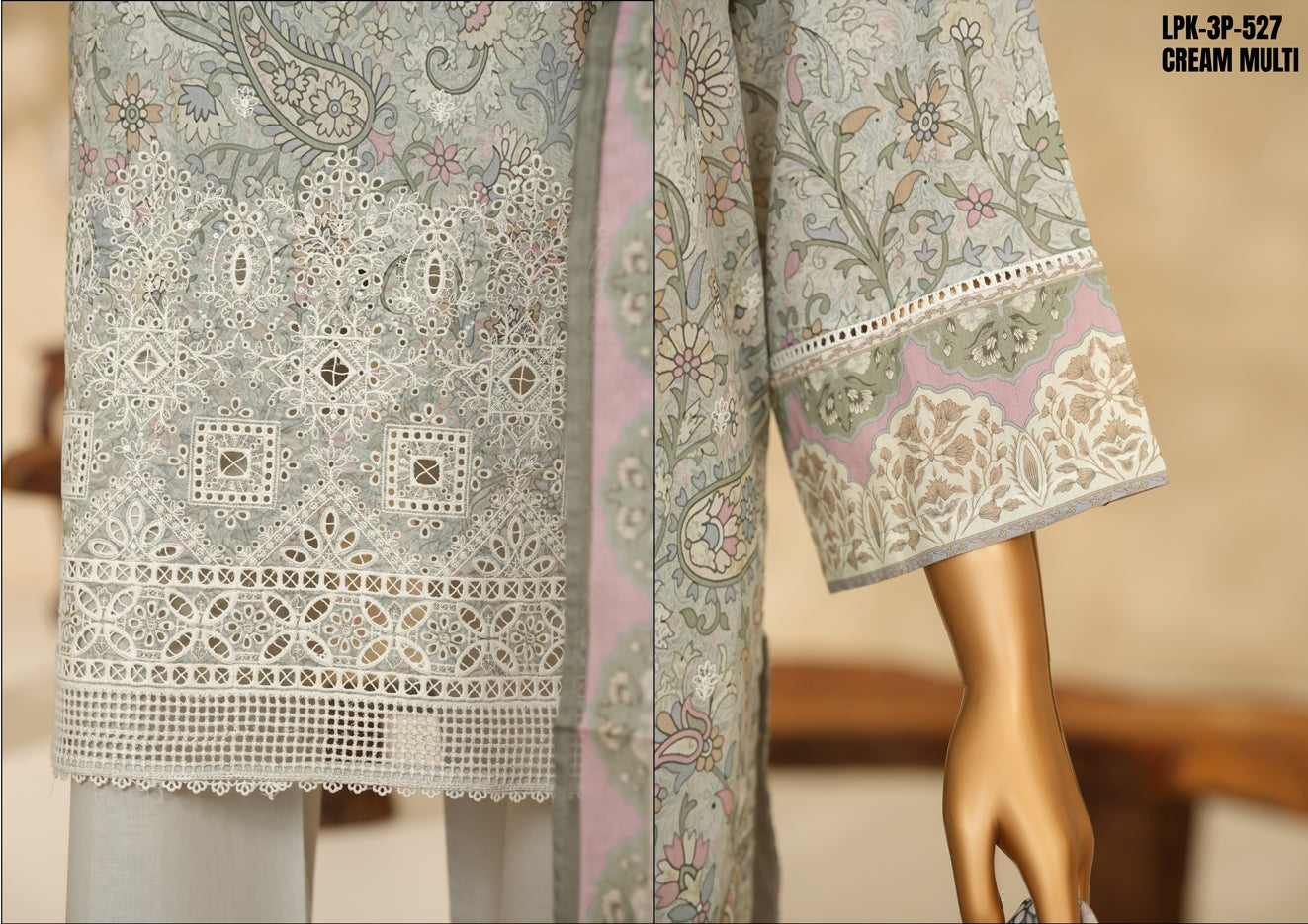 HZ Textile Ready to Wear PRINTKARI CAMBRIC Chikankari 3PC Collection 2025 D-06