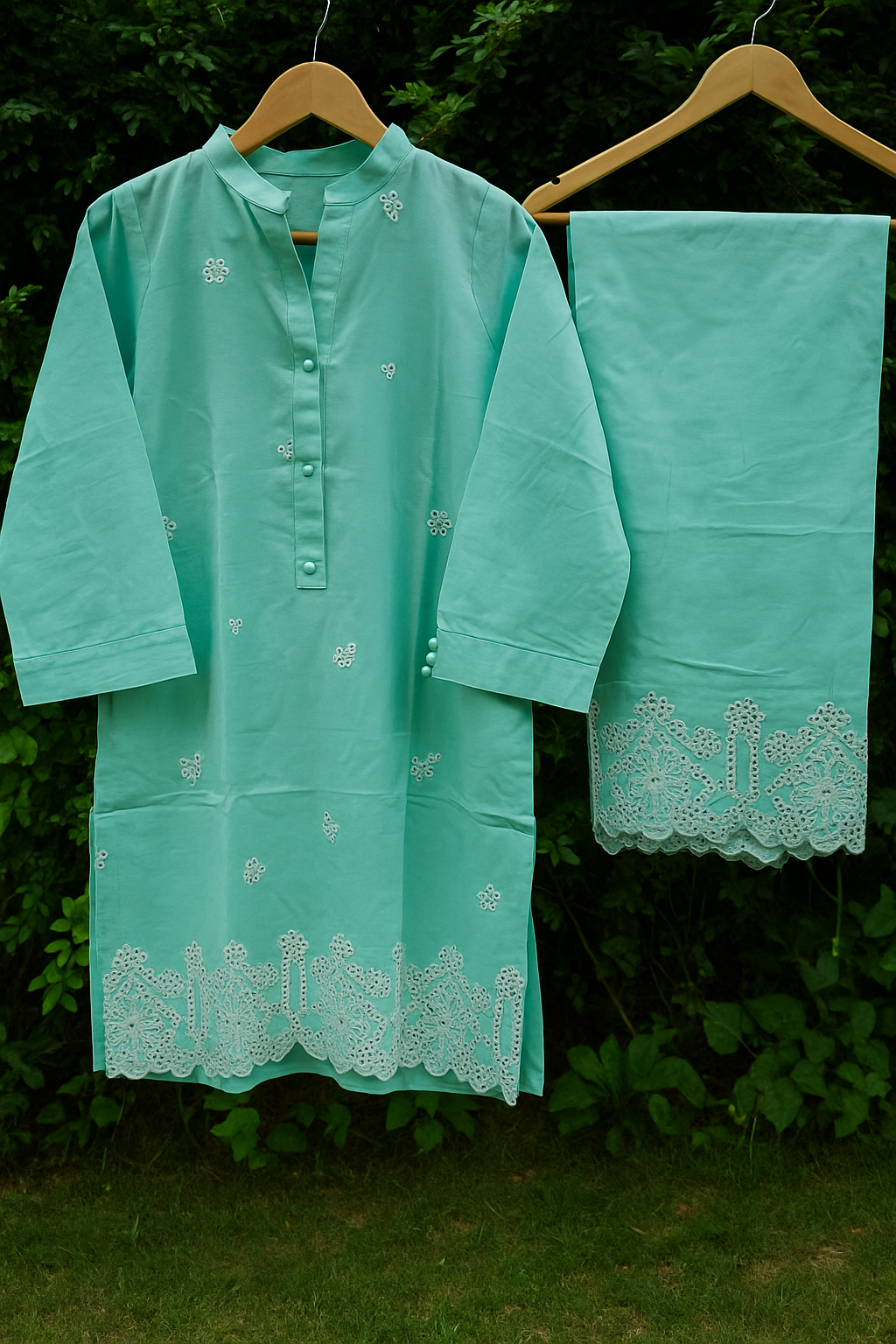 Ayesha Fabrics Present's RTW Daily Drop—Solid Cotton Shirt EMB with Cotton Trouser 2PC Collection 2025 D-07