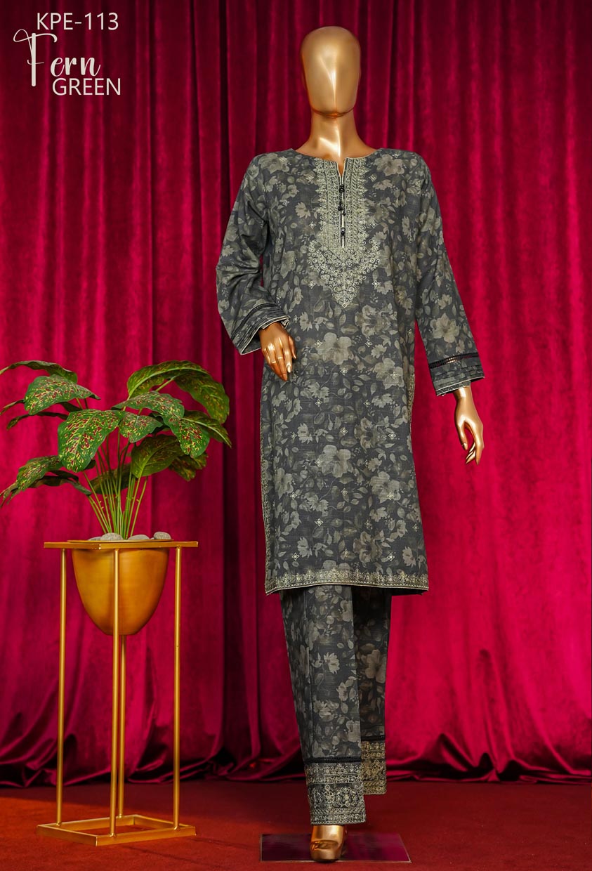 HZ Textile stitched Blooming Winter Khaddar 2Piece Co-ords Stitched Collection 2025 D-01