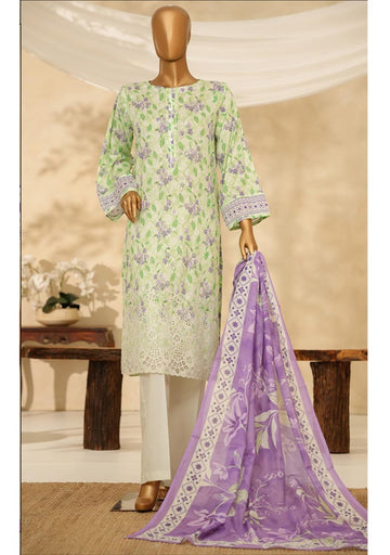 HZ Textile Ready to Wear PRINTKARI CAMBRIC Chikankari 3PC Collection 2025 D-07
