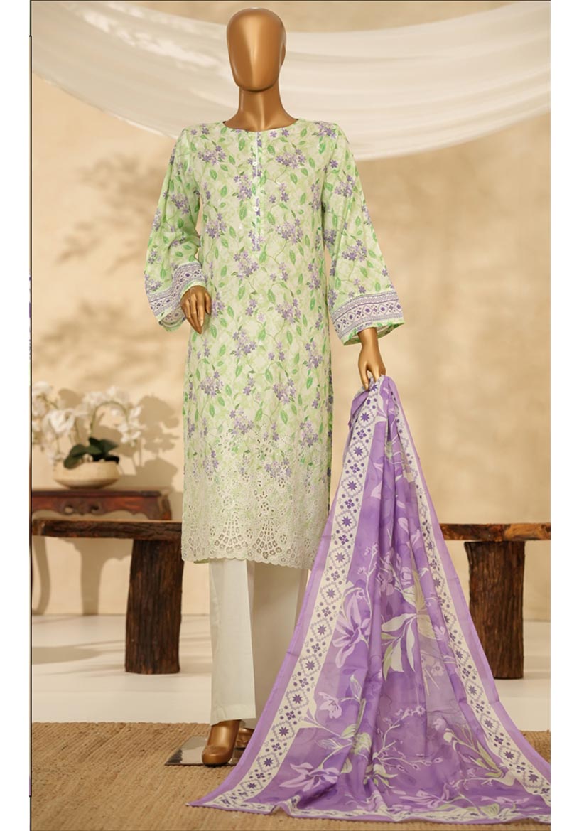 HZ Textile Ready to Wear PRINTKARI CAMBRIC Chikankari 3PC Collection 2025 D-07