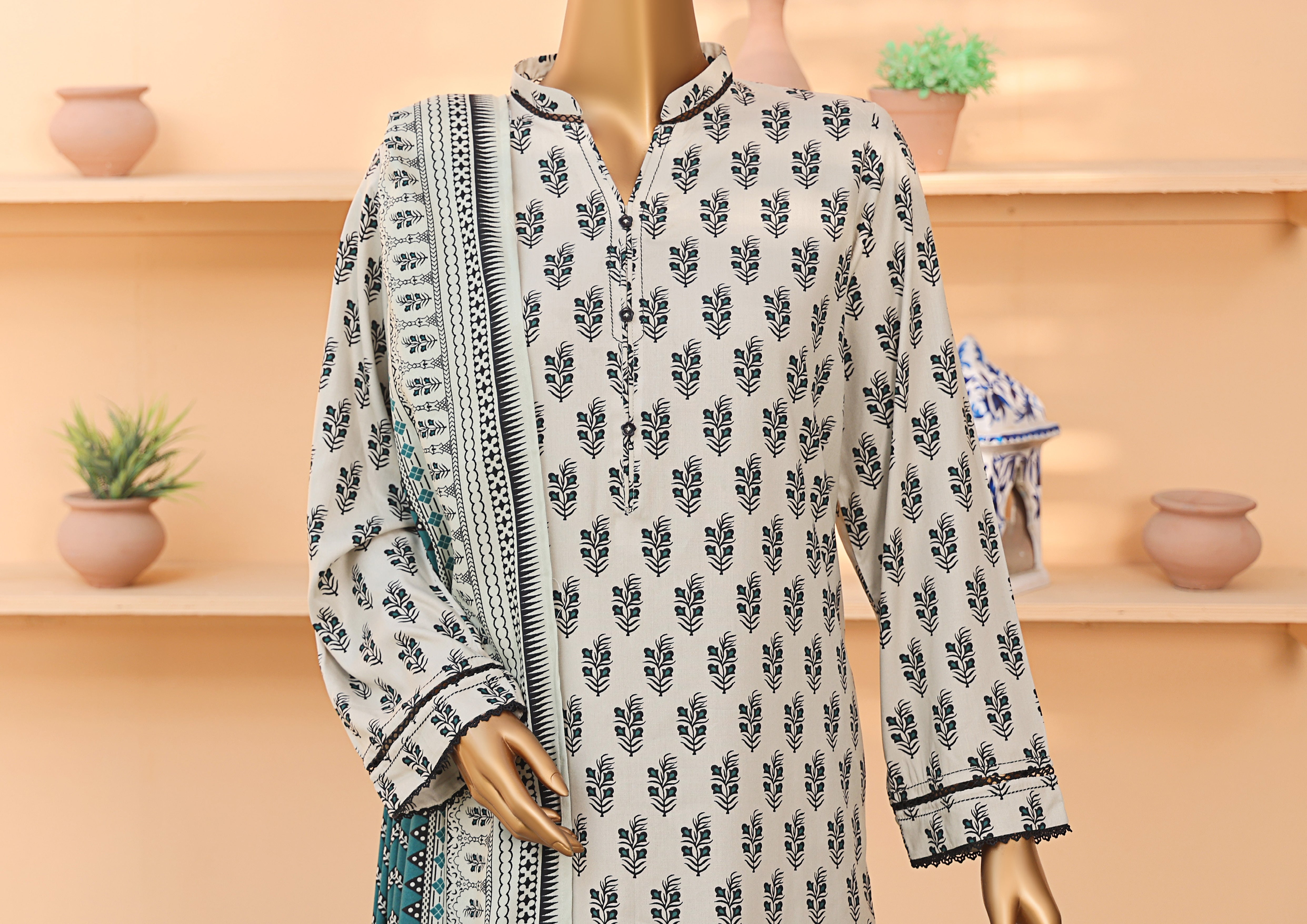 HZ Textile Unstitched Full Suit Linen Wintry Vol-4 Collection 25 D-03