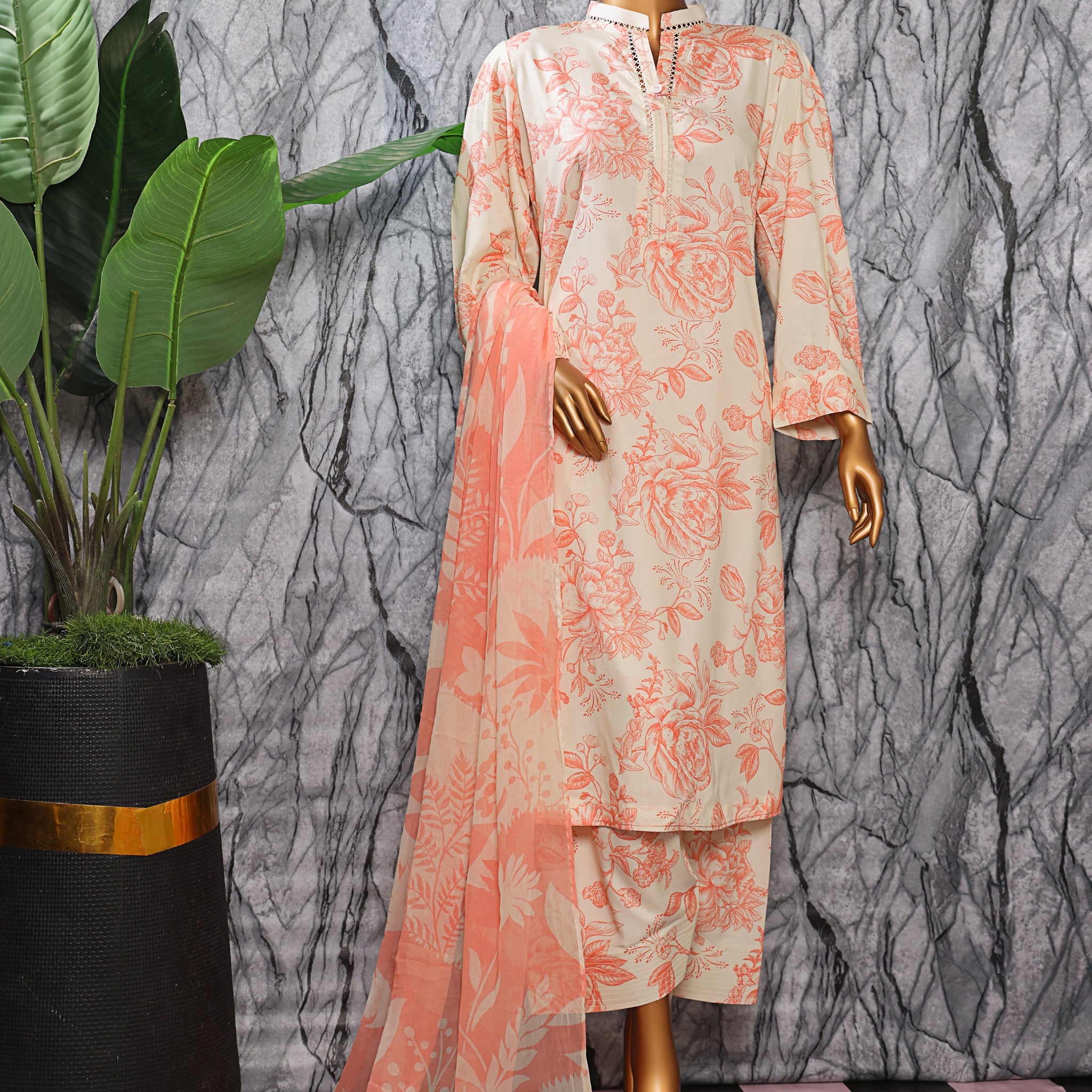 HZ Textile Unstitched Full Suit Linen Wintry Collection 25 D-04