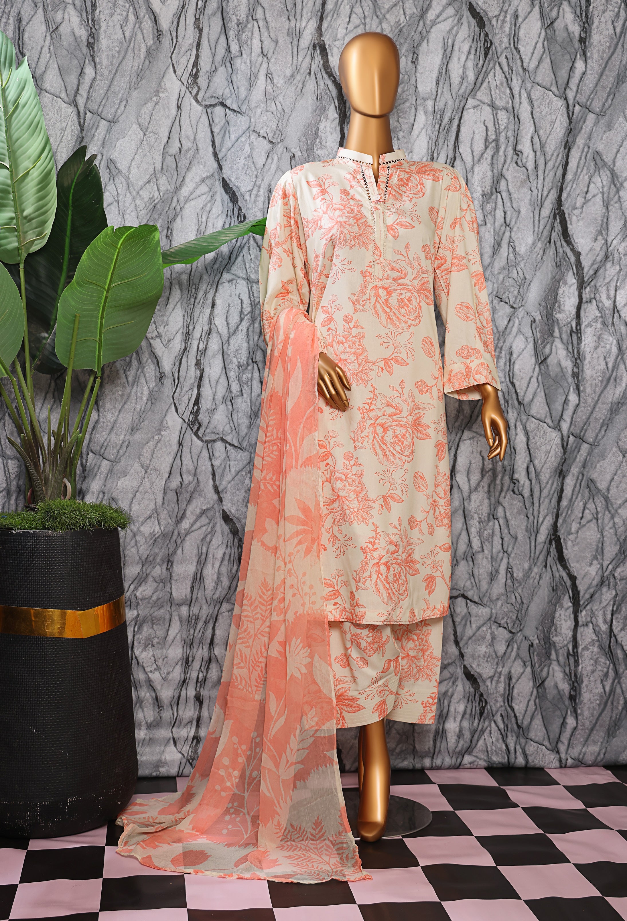 HZ Textile Unstitched Full Suit Linen Wintry Collection 25 D-04