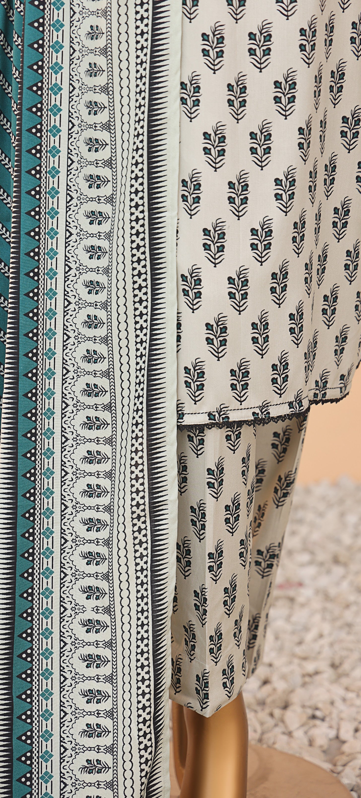 HZ Textile Unstitched Full Suit Linen Wintry Vol-4 Collection 25 D-03