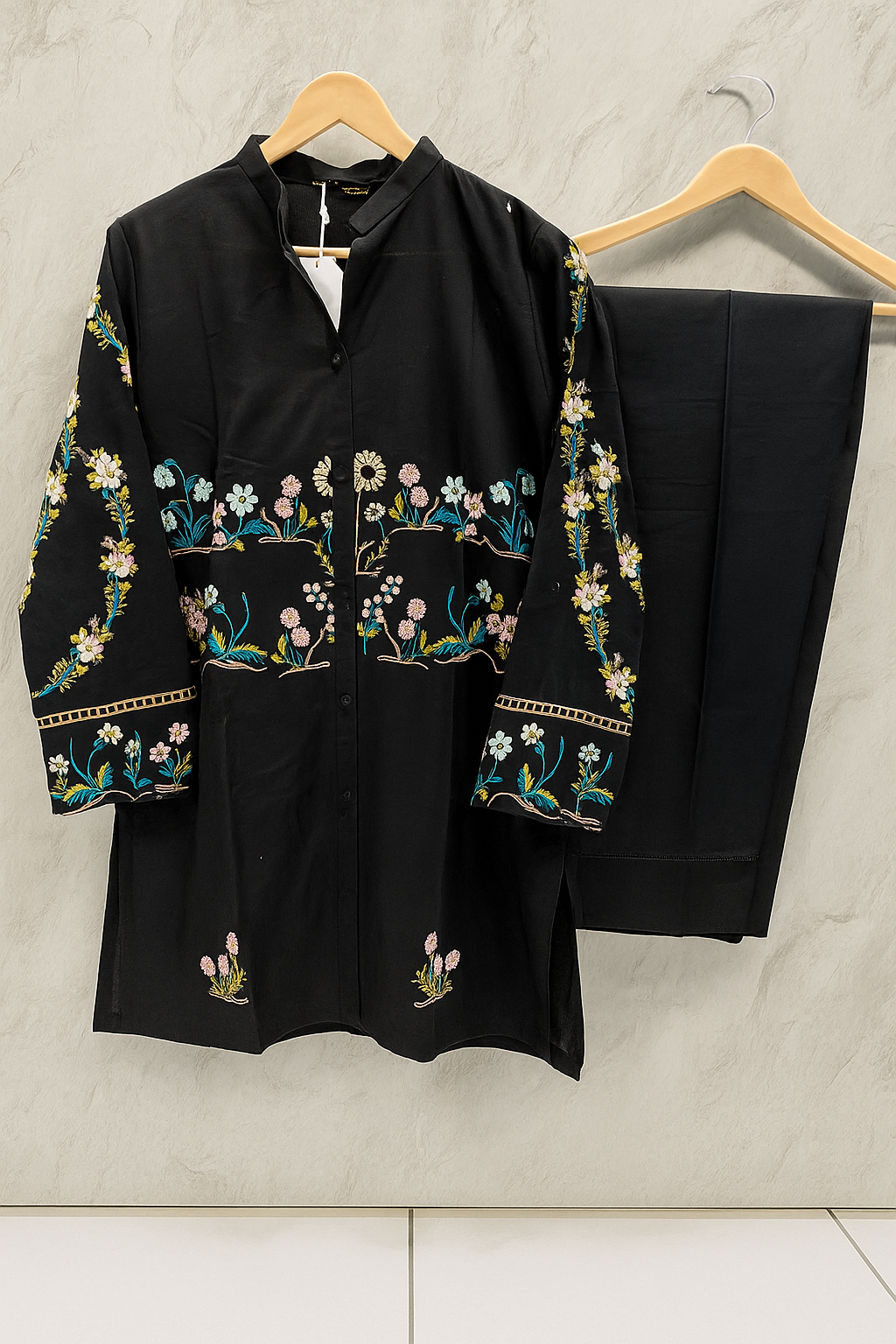 Ayesha Fabrics Present's RTW Daily Drop—Solid Cotton Shirt EMB with Cotton Trouser 2PC Collection 2025 D-09