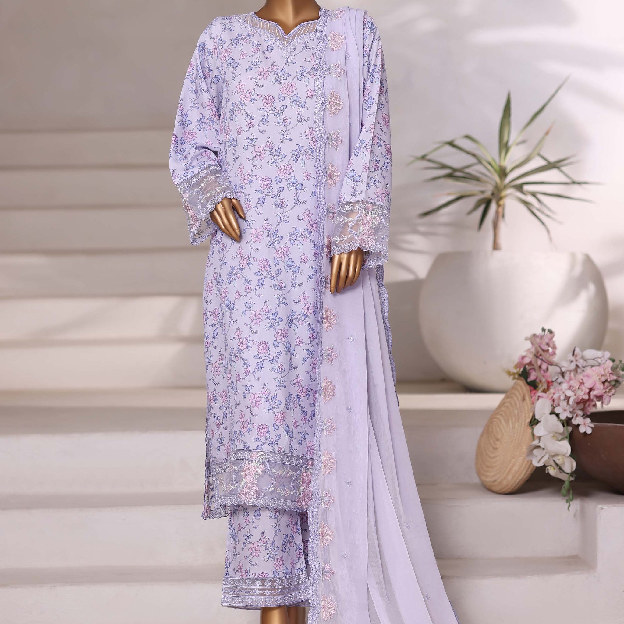 Sadabahar Luxury Viscose With Chiffon Embroidered Dupatta 3pcs Stitched Collection 2025 0-05