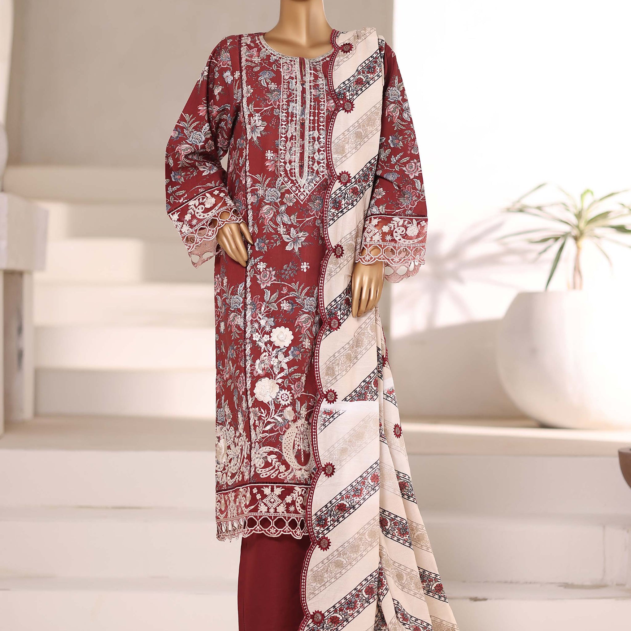 SADABAHAR RTW SIGNATURE KHADDAR EMBROIDERED 3PIECE COLLECTION 2025 SSKE -1105