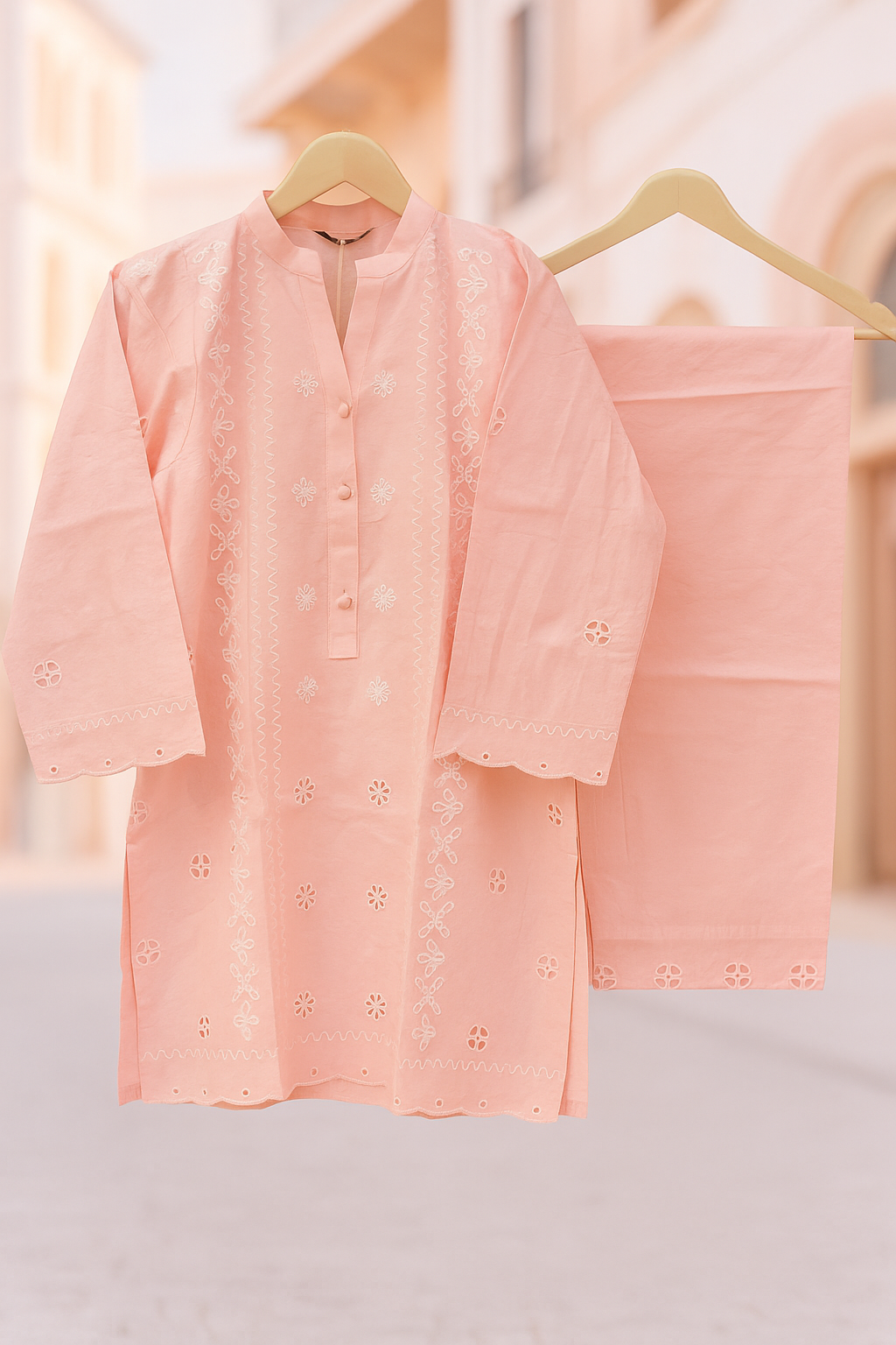 Ayesha Fabrics Present's RTW Daily Drop—Solid Cotton Shirt EMB with Cotton Trouser 2PC Collection 2025 D-09