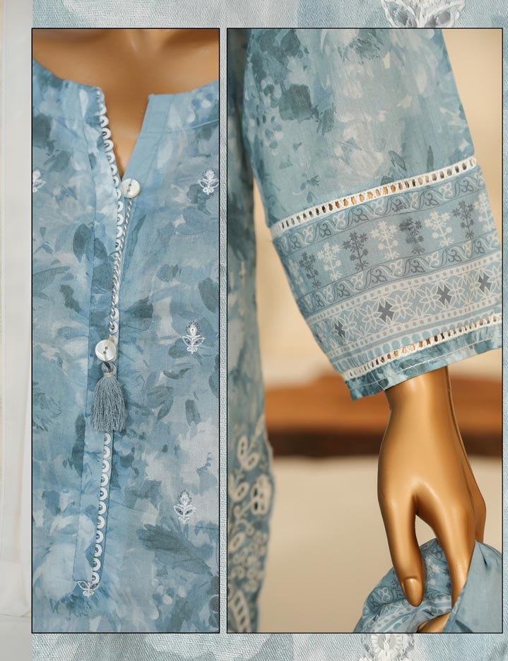 HZ Textile Ready to Wear PRINTKARI CAMBRIC Chikankari 3PC Collection 2025 D-08