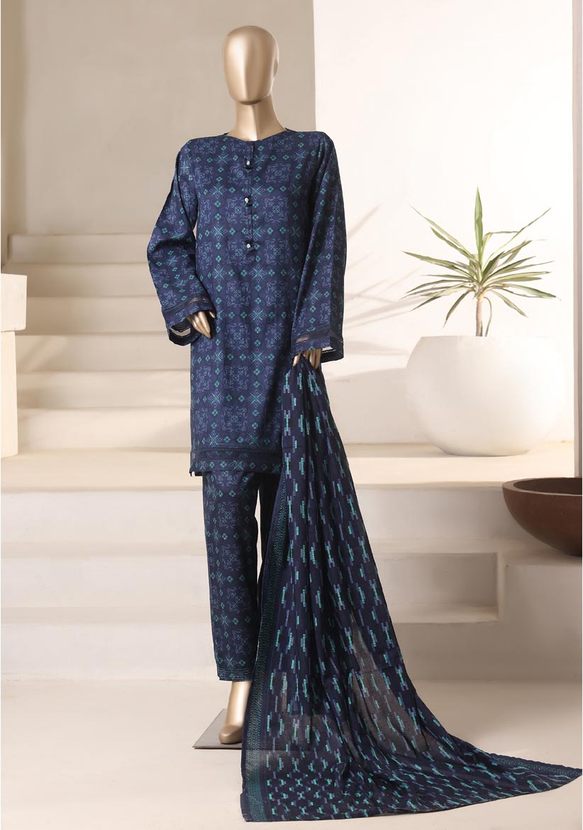 HZ Textile Ready to Wear Rozaana Cambric Printed 3PC Collection 2025 D-08