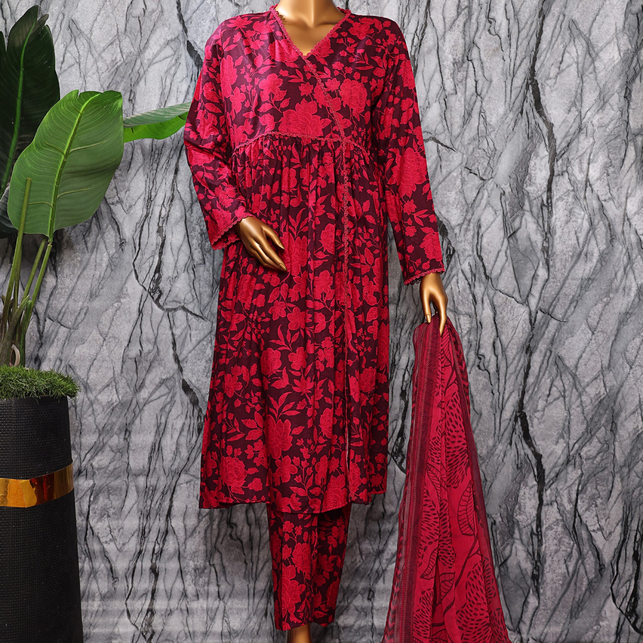 HZ Textile Unstitched Full Suit Linen Wintry Collection 25 D-05