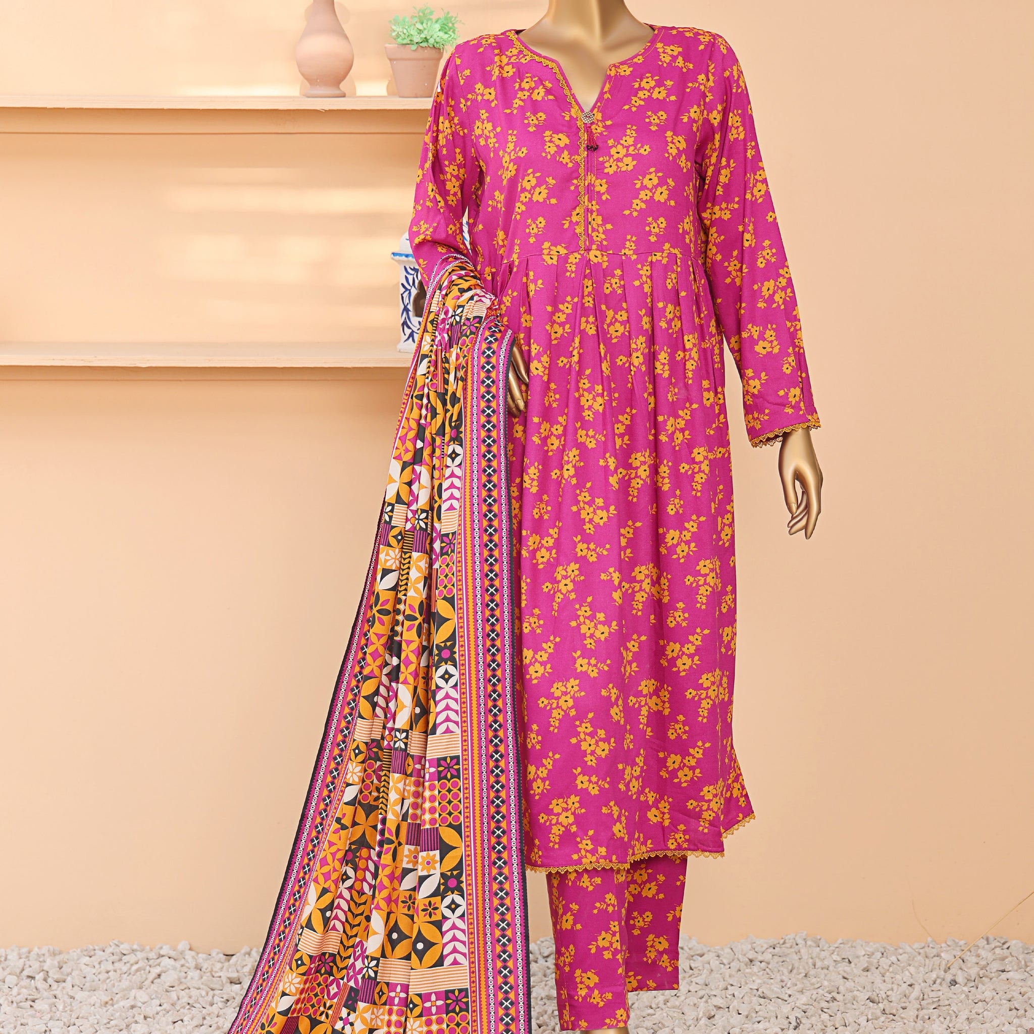 HZ Textile Unstitched Full Suit Linen Wintry Vol-4 Collection 25 D-04